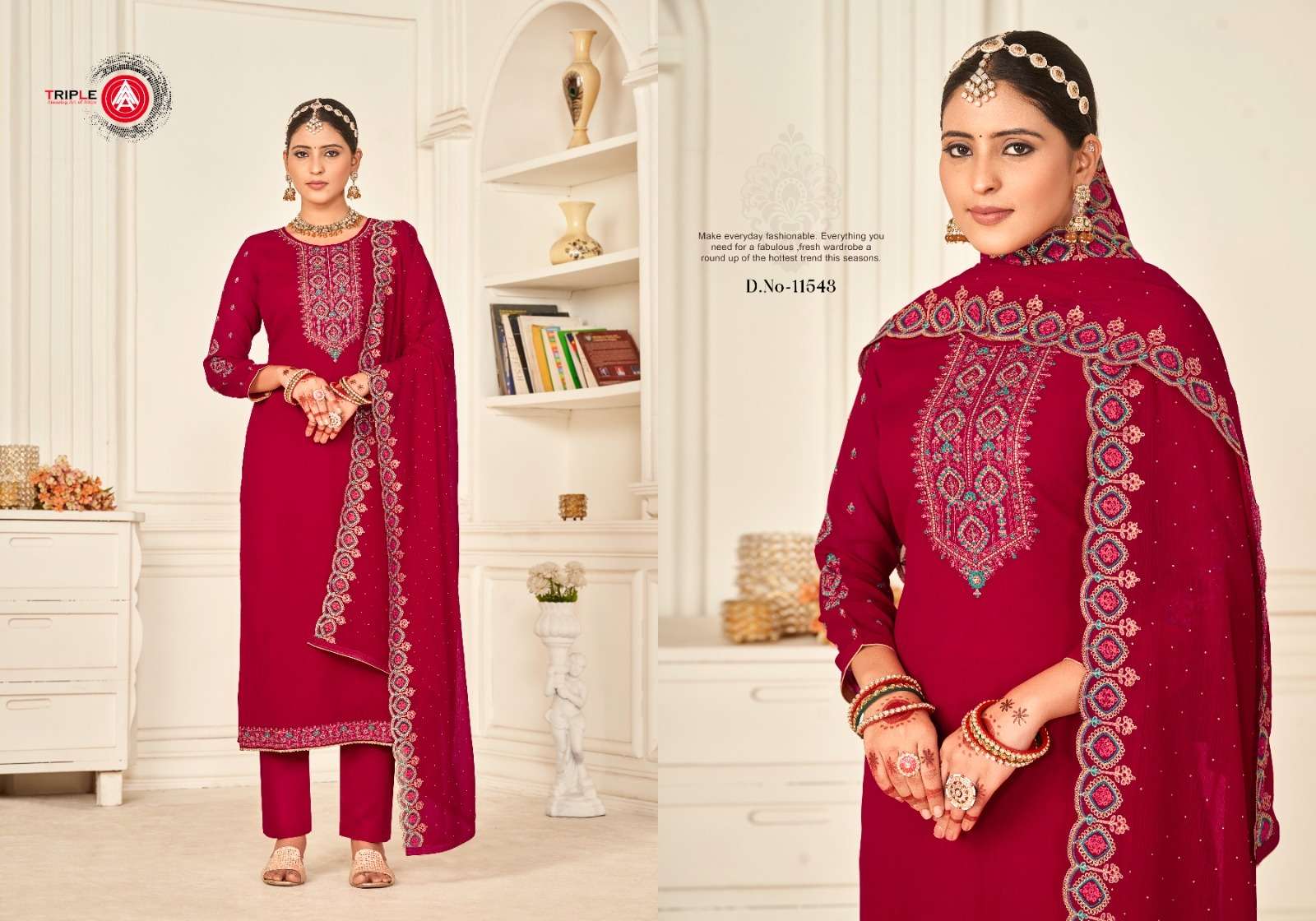 triple aaa aarushi zomato silk innovative look salwar suit catalog