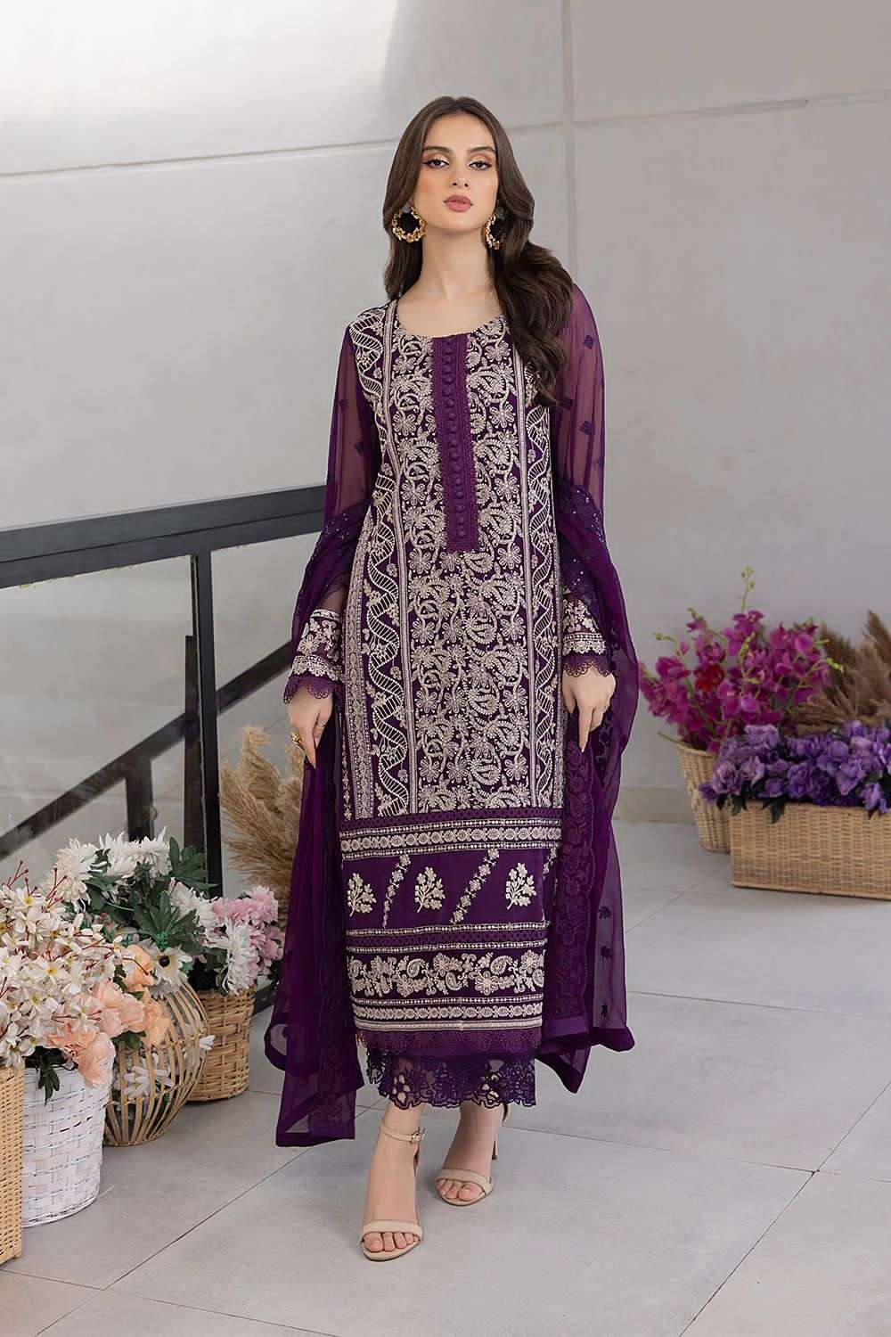 afsana naaz vichitra graceful look top bottom with dupatta size set