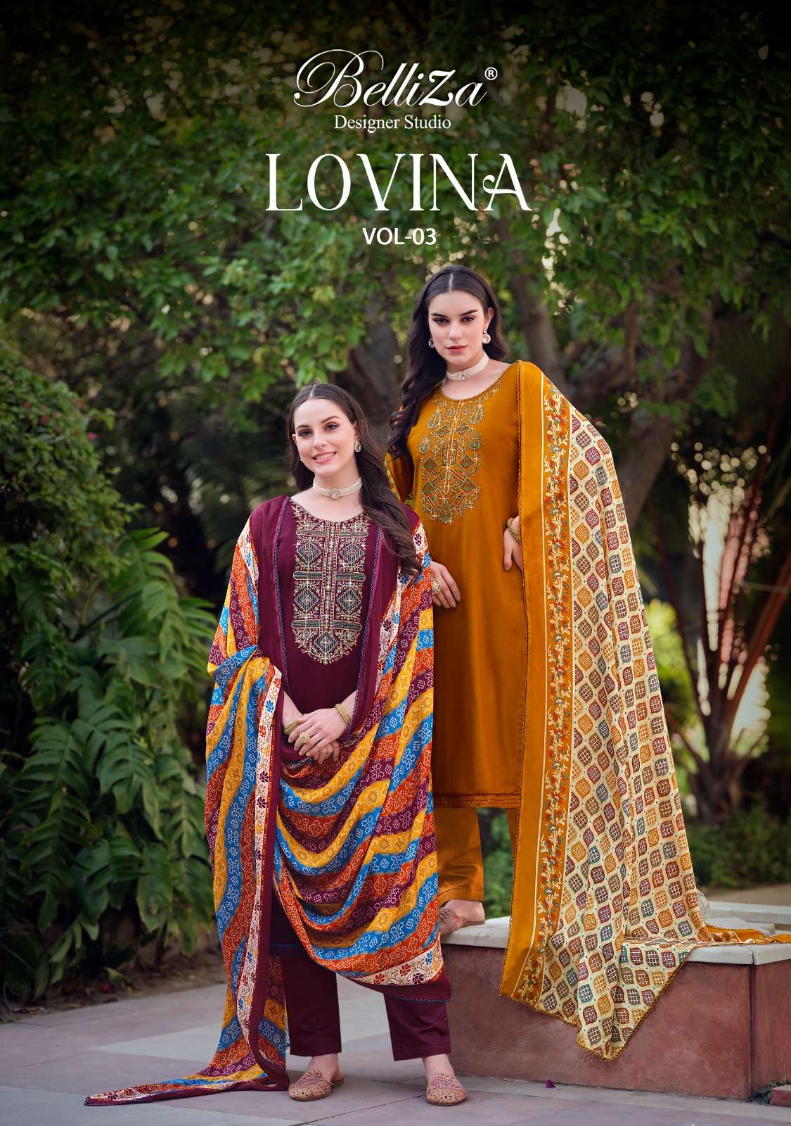 belliza designer studio lovina vol 3 viscose rayon catchy look salwar suit catalog