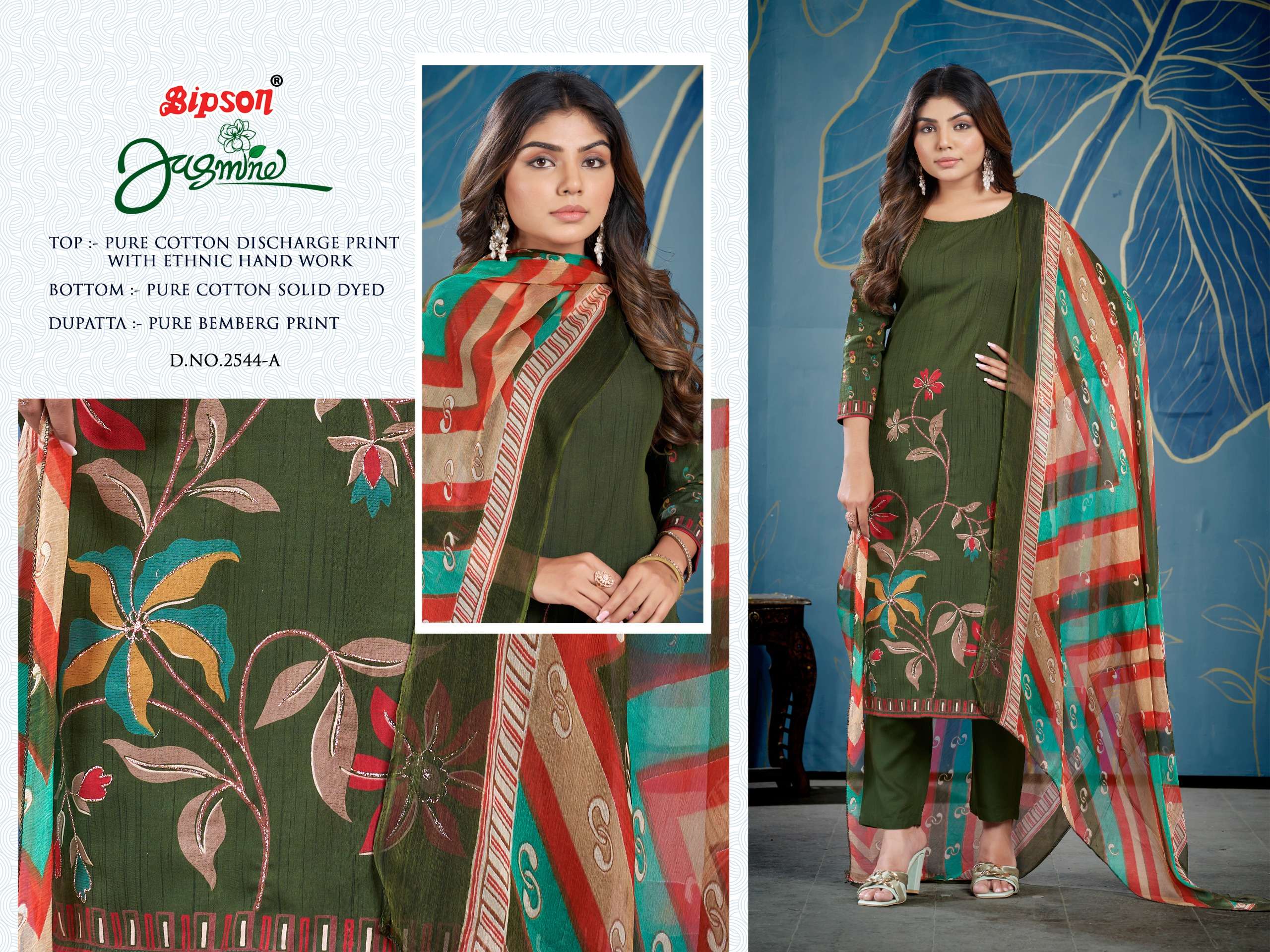 bipson jasmine 2544 cotton attractive look salwar suit catalog