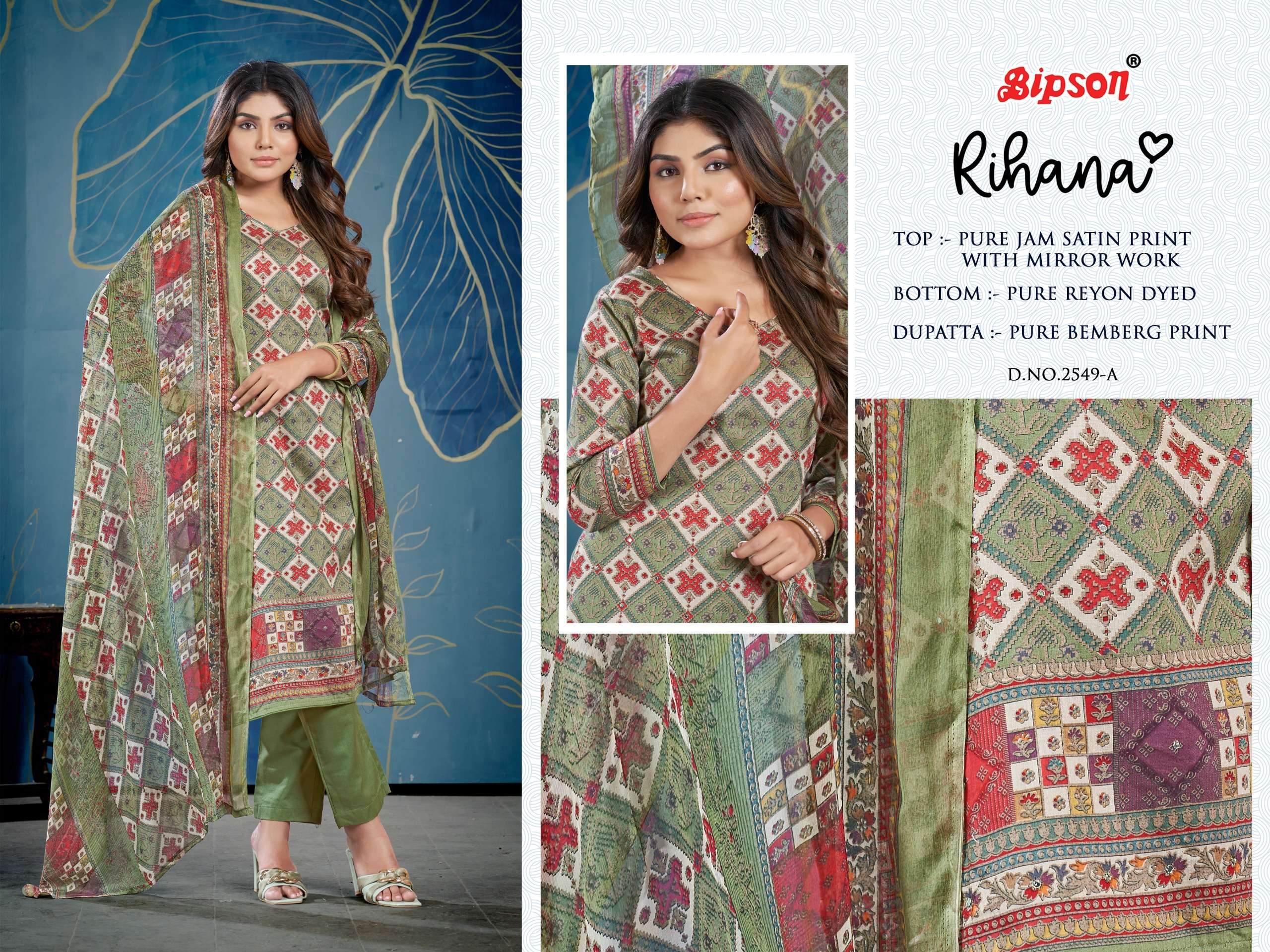 bipson rihana 2549 jam satin catchy look salwar suit catalog