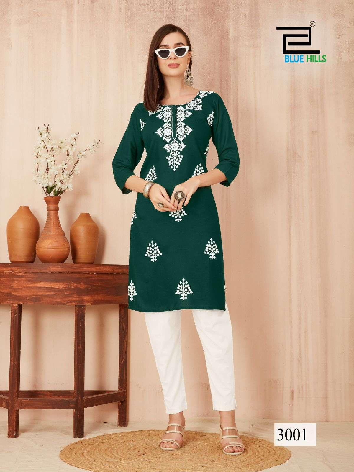 bluehills nawab vol 3  rayon attrective look kurti catalog