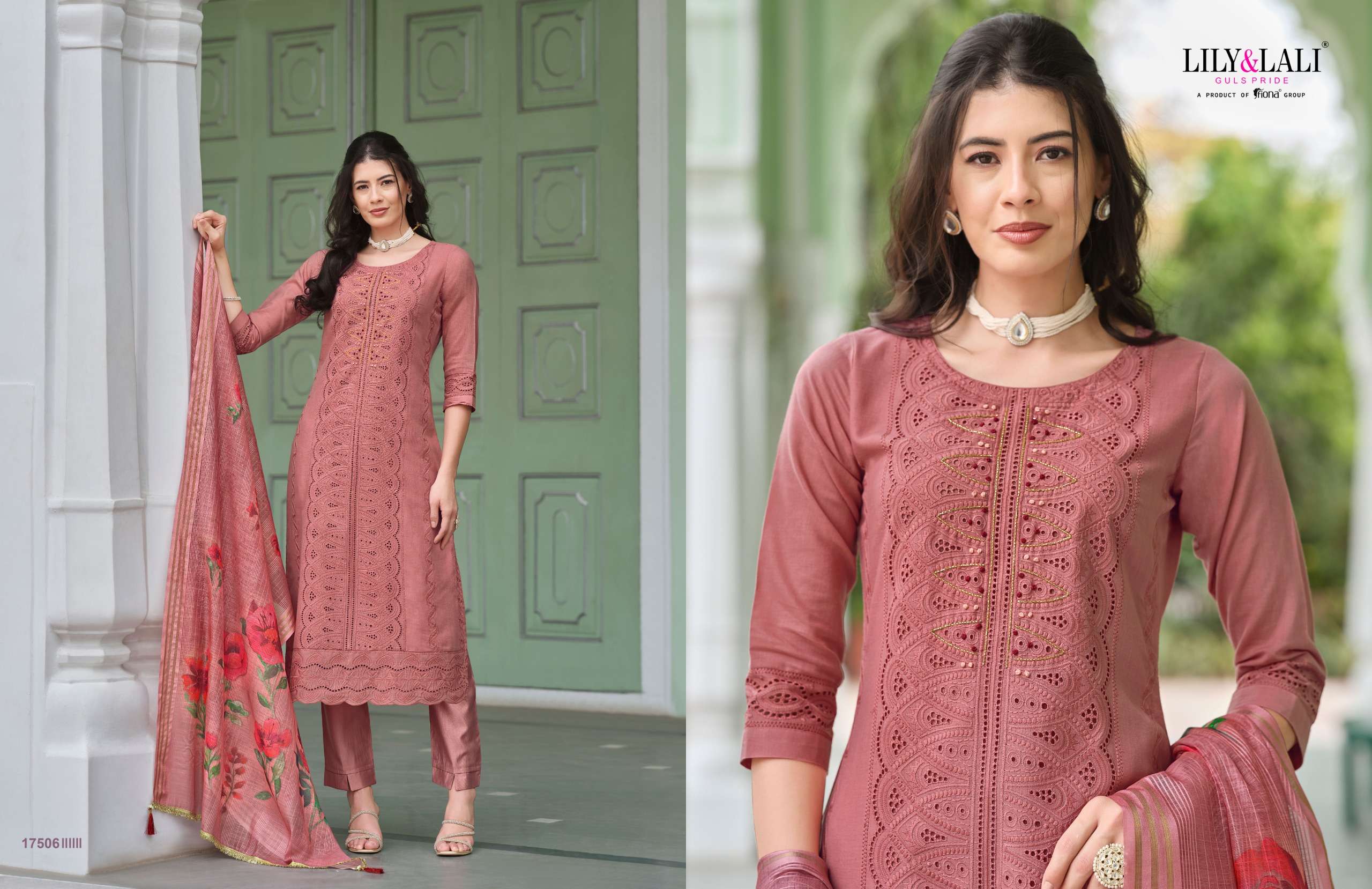 lily and lali Cotton Carnival 3 cotton schiffli exclusive look kurti bottom with  dupatta catalog