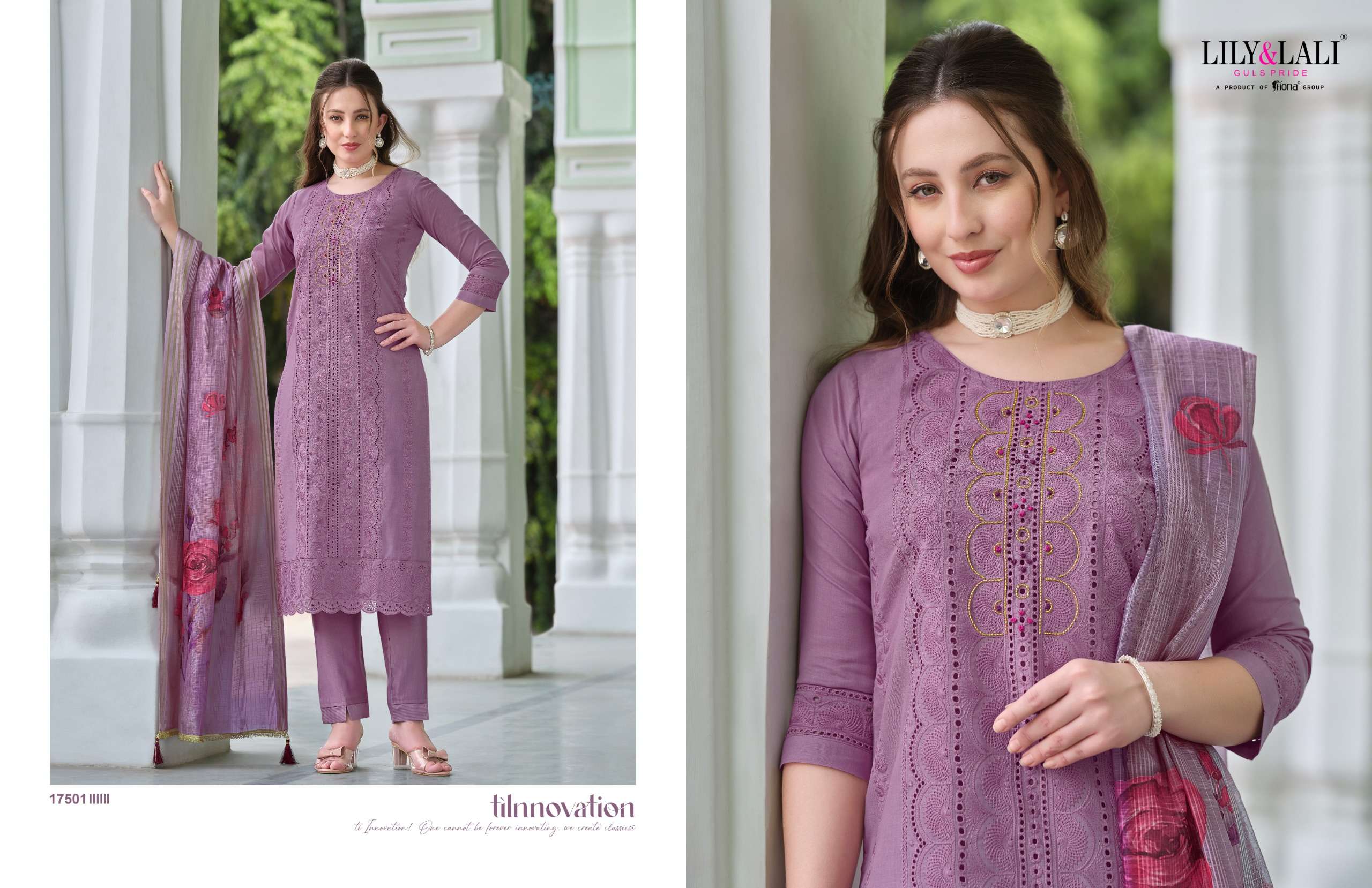 lily and lali Cotton Carnival 3 cotton schiffli exclusive look kurti bottom with  dupatta catalog