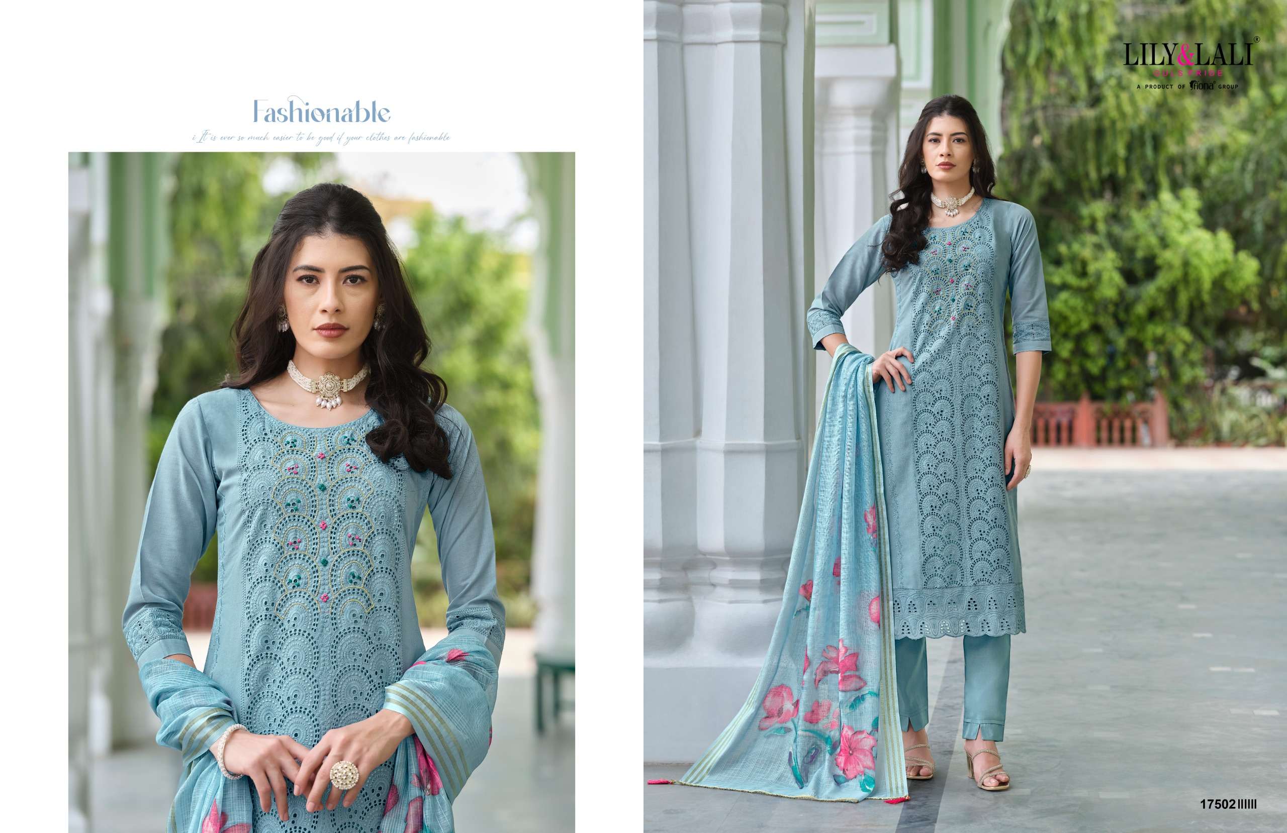 lily and lali Cotton Carnival 3 cotton schiffli exclusive look kurti bottom with  dupatta catalog