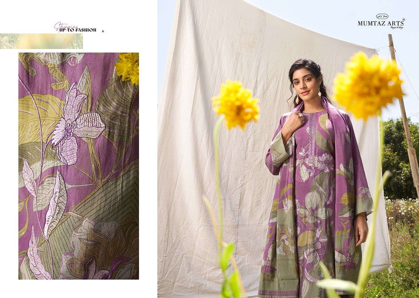 mumtaz arts spring villa pure viscose muslin exclusive print salwar suit catalog