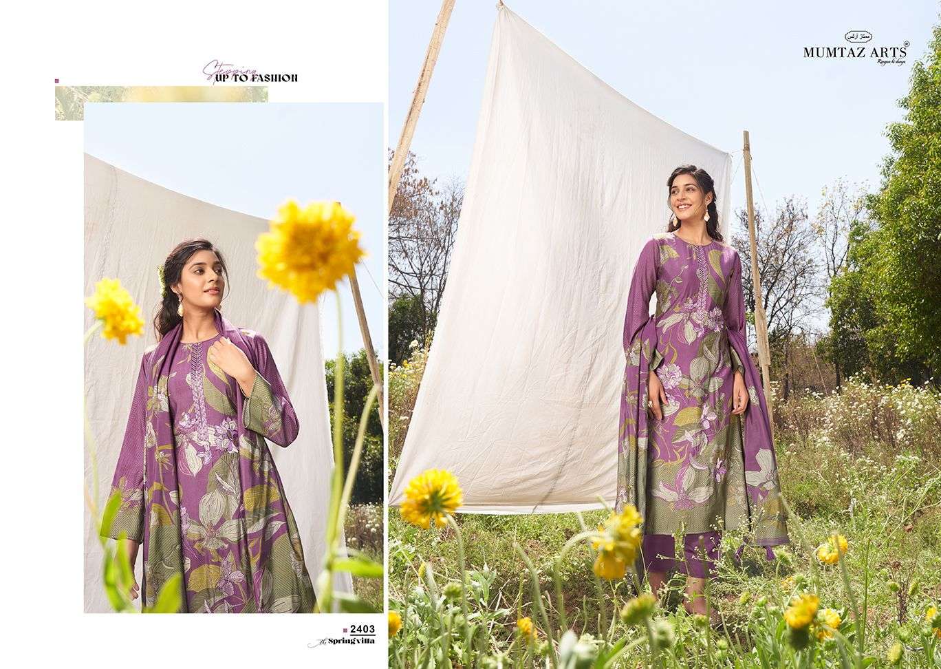 mumtaz arts spring villa pure viscose muslin exclusive print salwar suit catalog