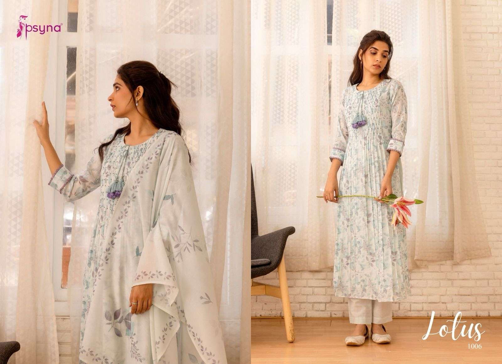 psyna lotus polly linen attractive look top bottom with dupatta catalog