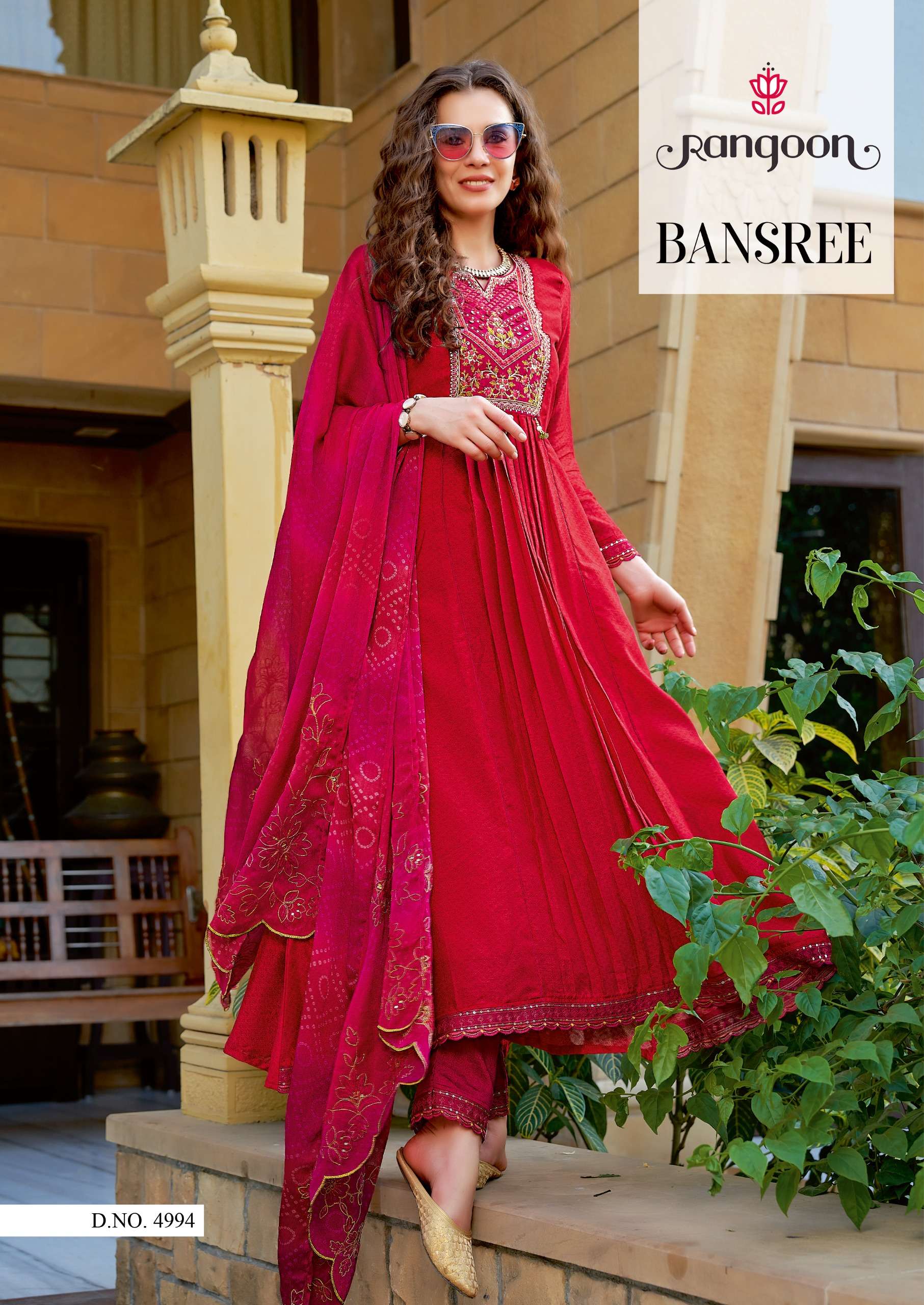 rangoon bansaree silk elegant print top bottom with dupatta catalog