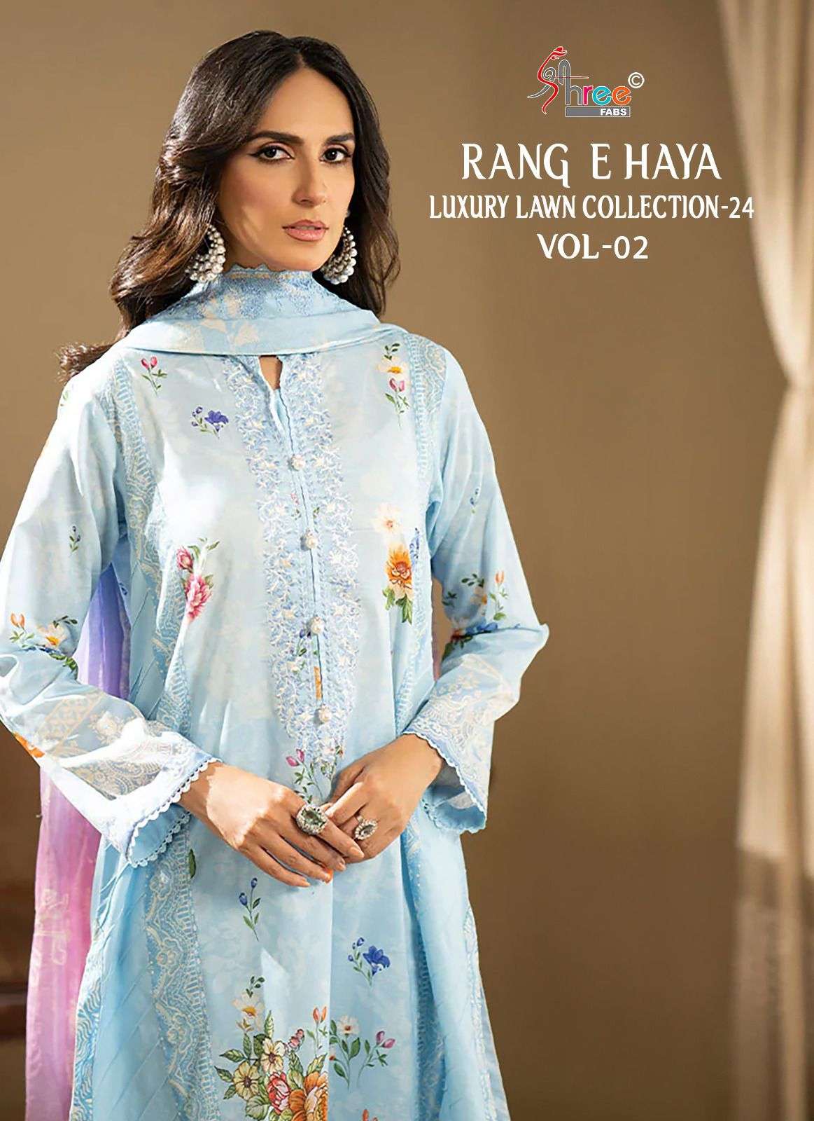 shree fab rang e haya lux lawn collection vol 2 exclusive look salwar suit with shiffon dupatta catalog