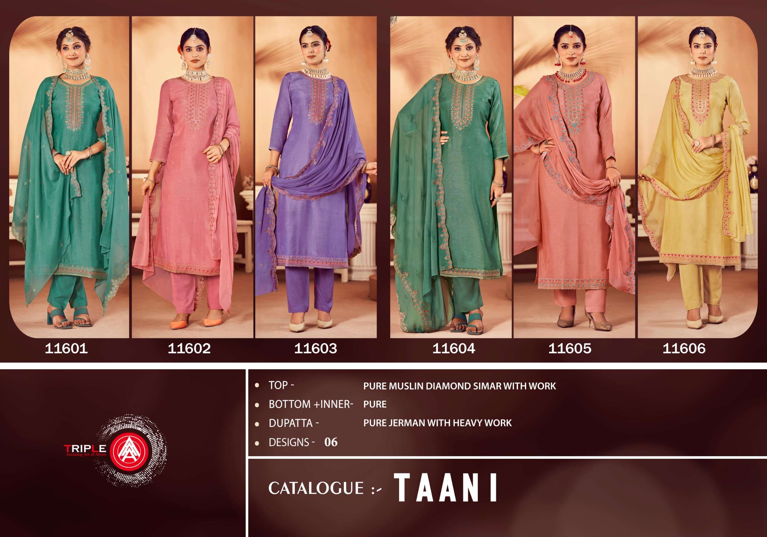 triple aaa taani muslin catchy look salwar suit catalog