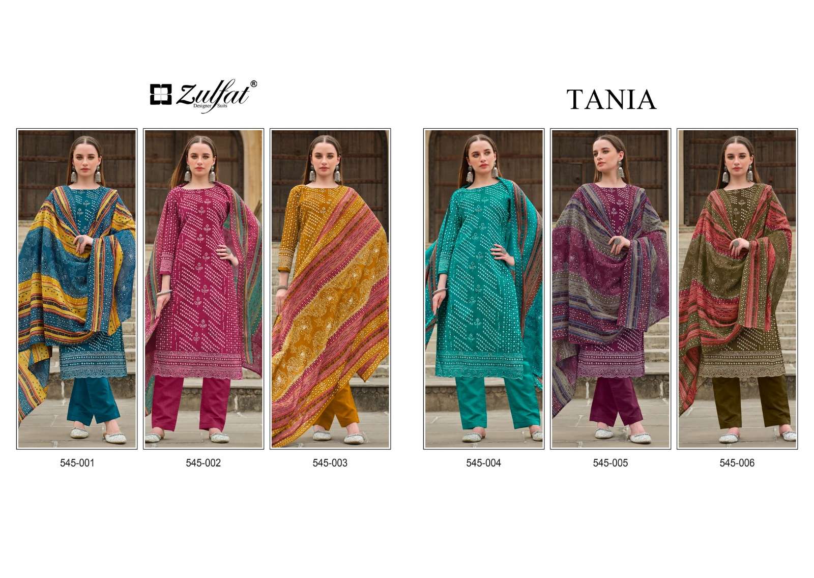 zulfat designer suits tania cotton decent look salwar suit catalog