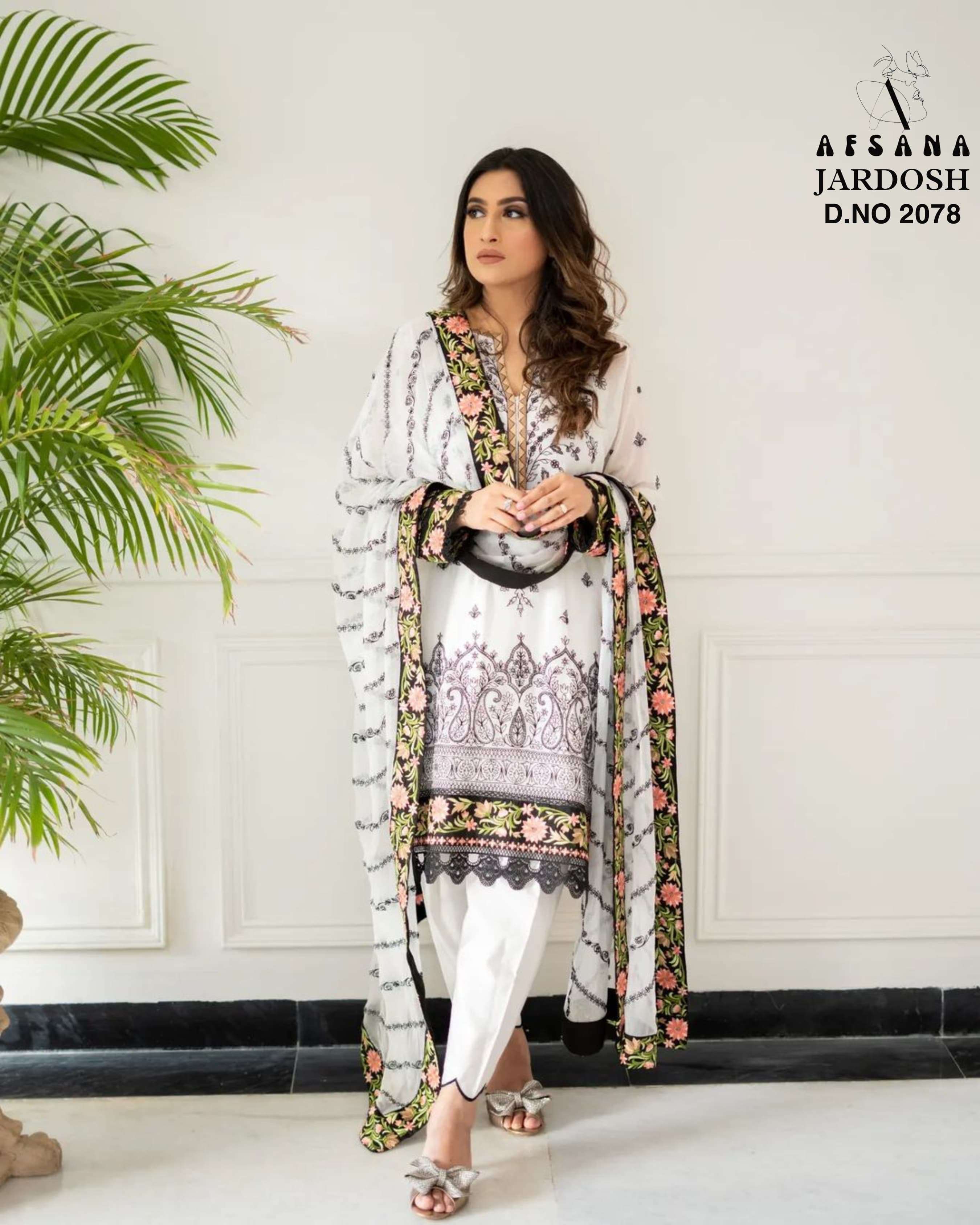 afsana jardosh d no 2078 muslin attractive look top bottom with dupatta size set