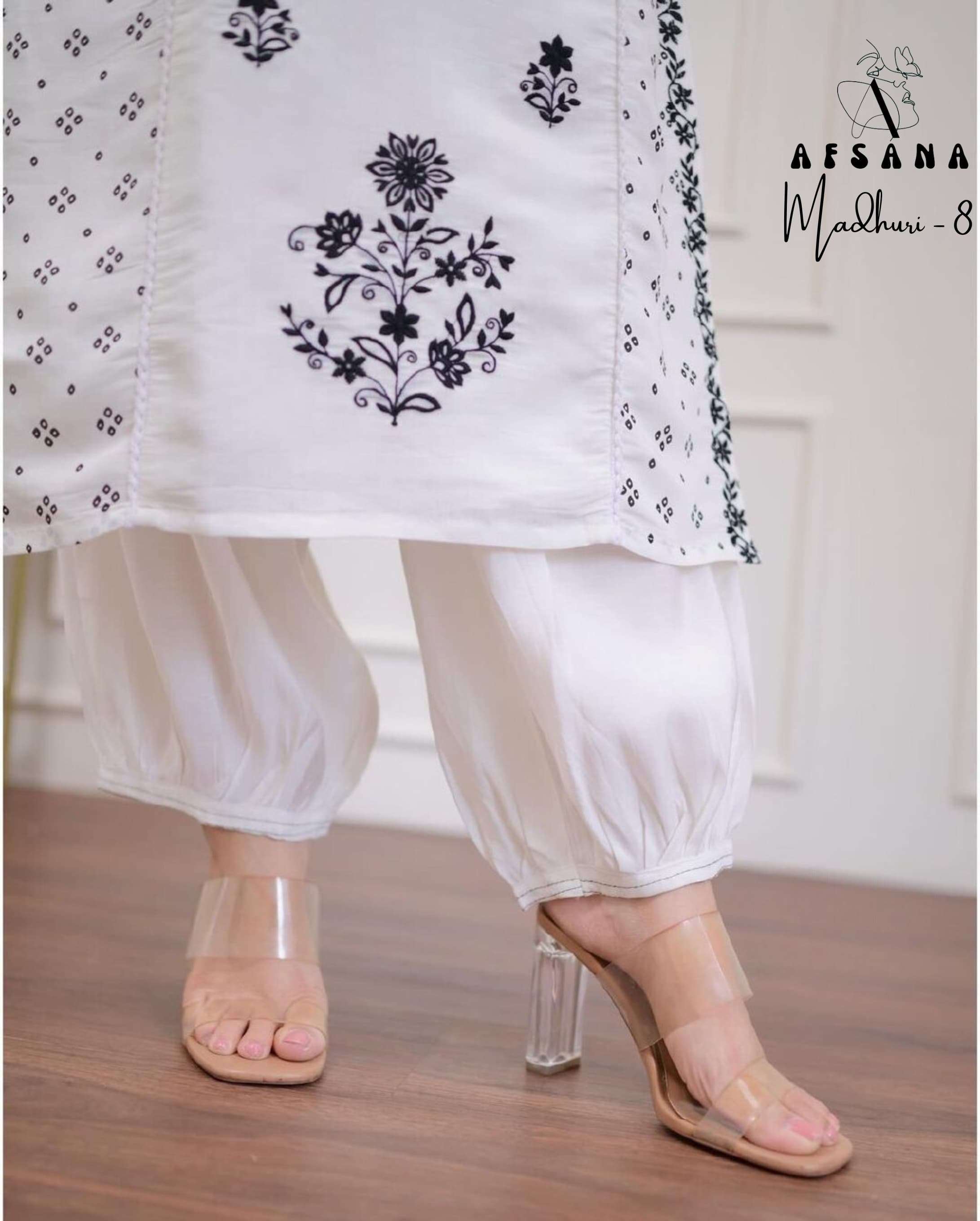 afsana madhuri 8 cotton decent embroidery look top bottom with dupatta size set