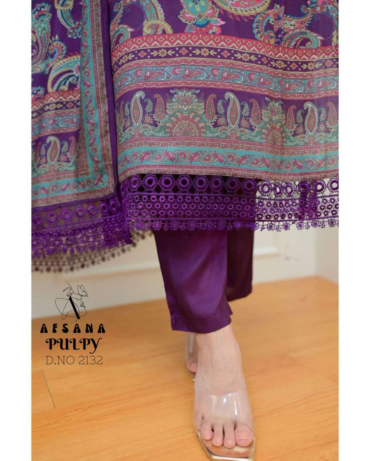 afsana pulpy  d no 2132 muslin decent look top bottom with dupatta size set