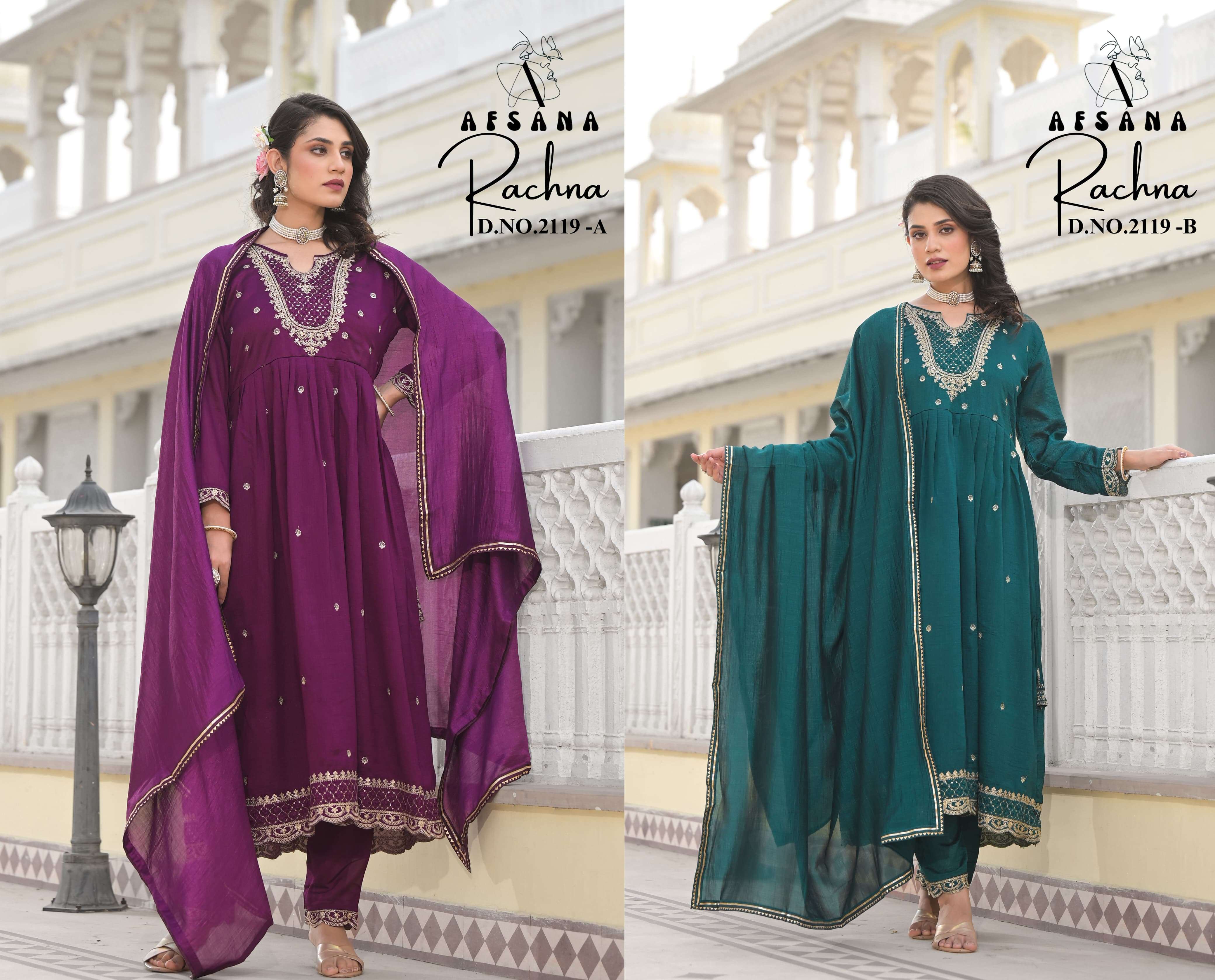 afsana rachana 2 d 2119 vichitra festive look top bottom with dupatta size set