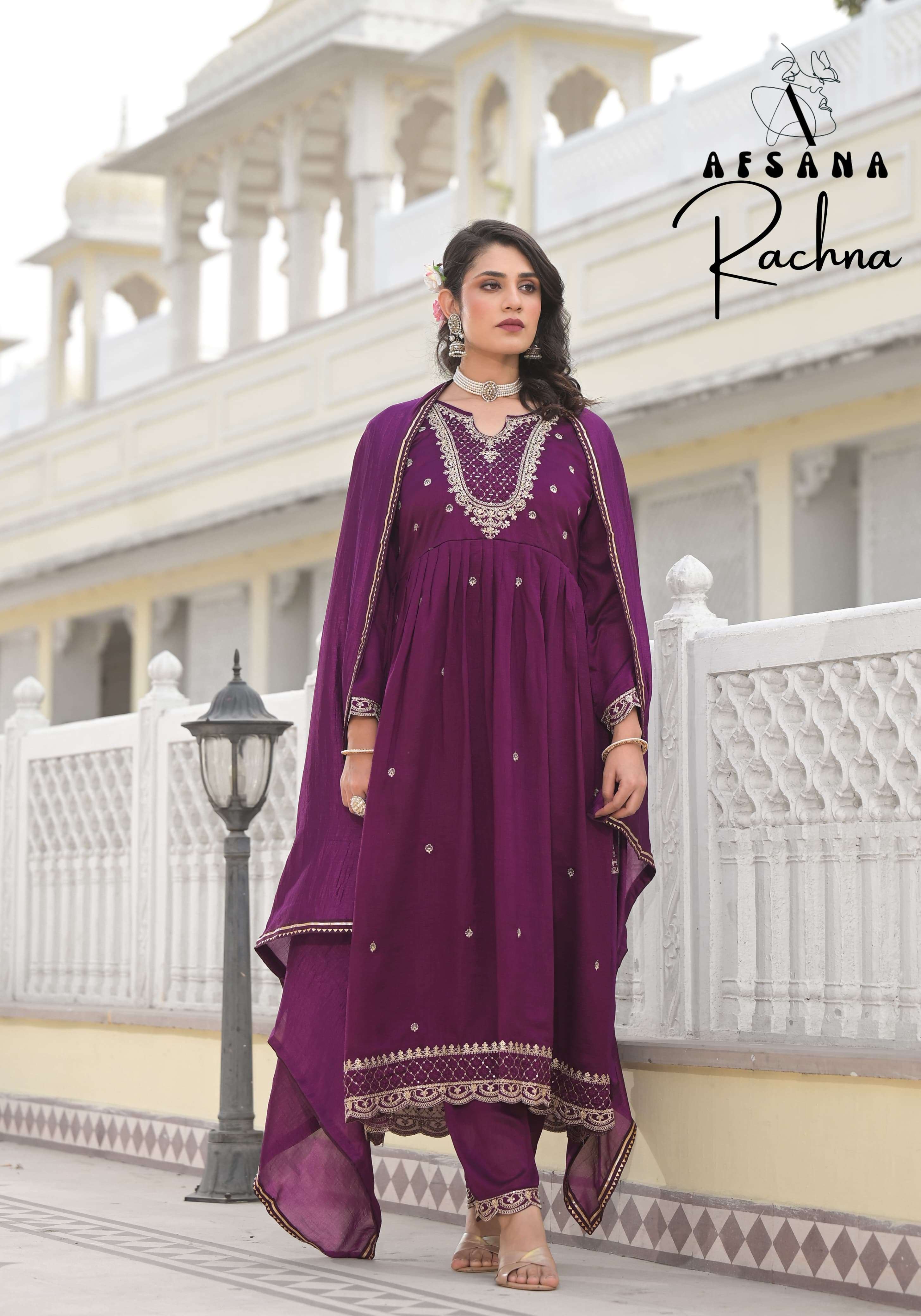 afsana rachana 2 d 2119 vichitra festive look top bottom with dupatta size set