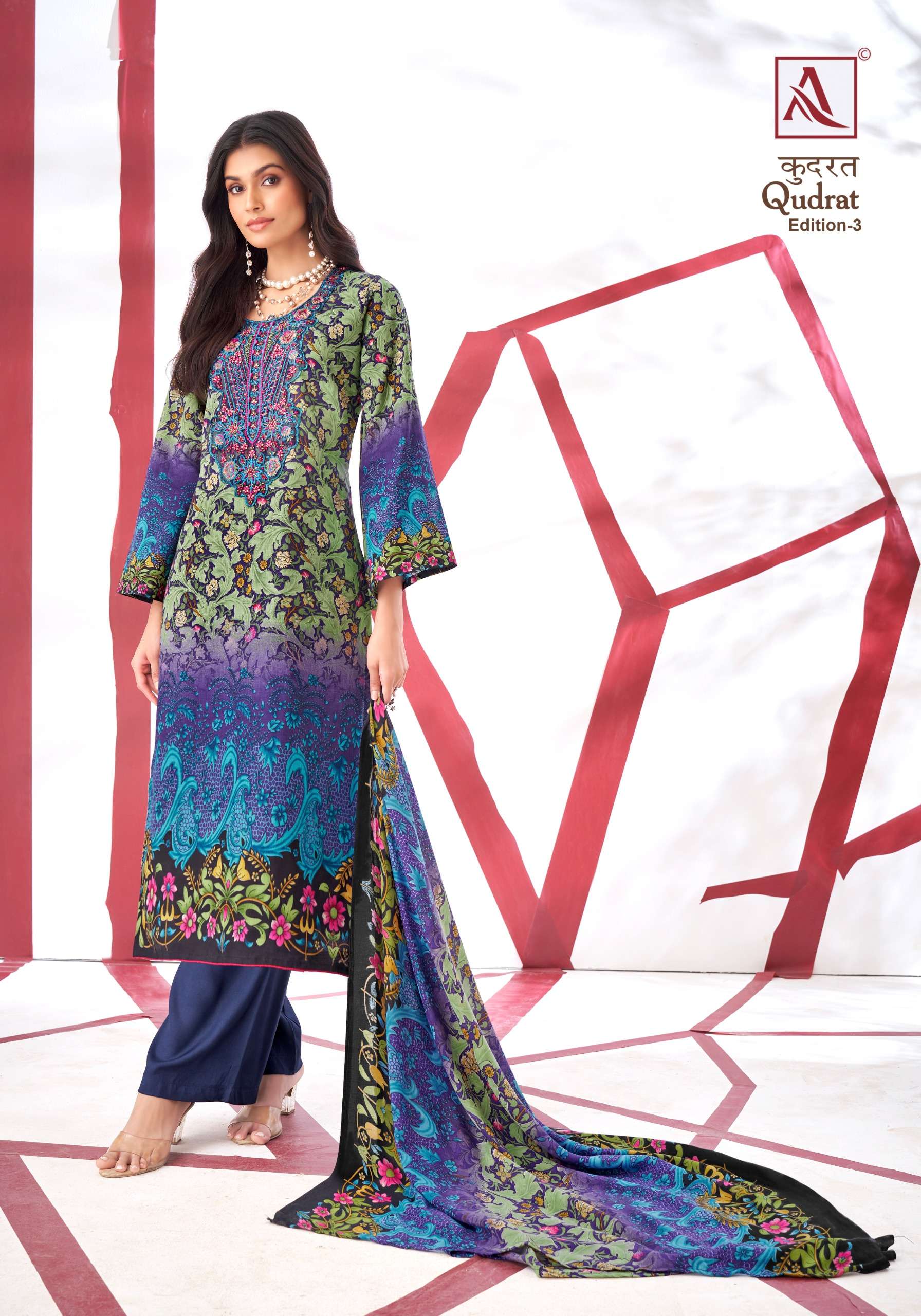 alok suit qudrat 3 camric cotton exclusive print salwar suit catalog