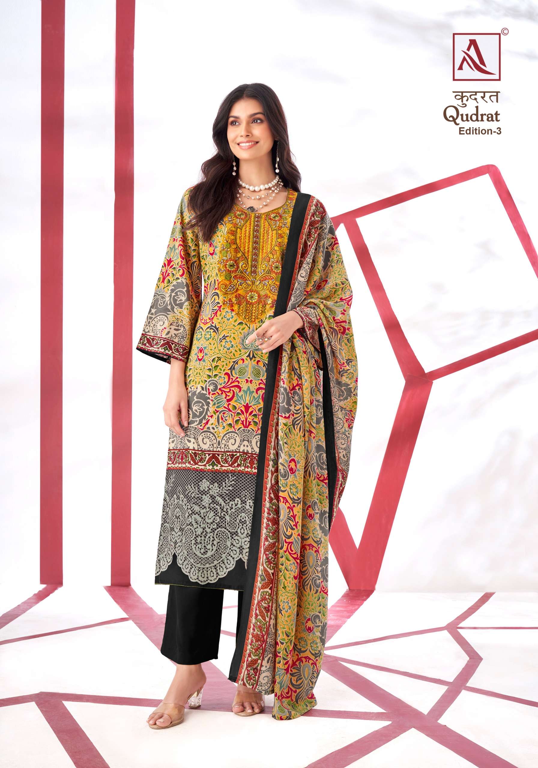 alok suit qudrat 3 camric cotton exclusive print salwar suit catalog