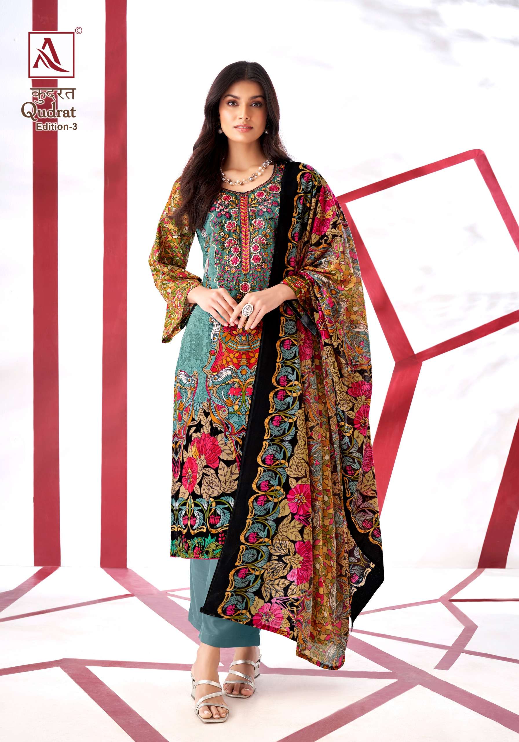 alok suit qudrat 3 camric cotton exclusive print salwar suit catalog