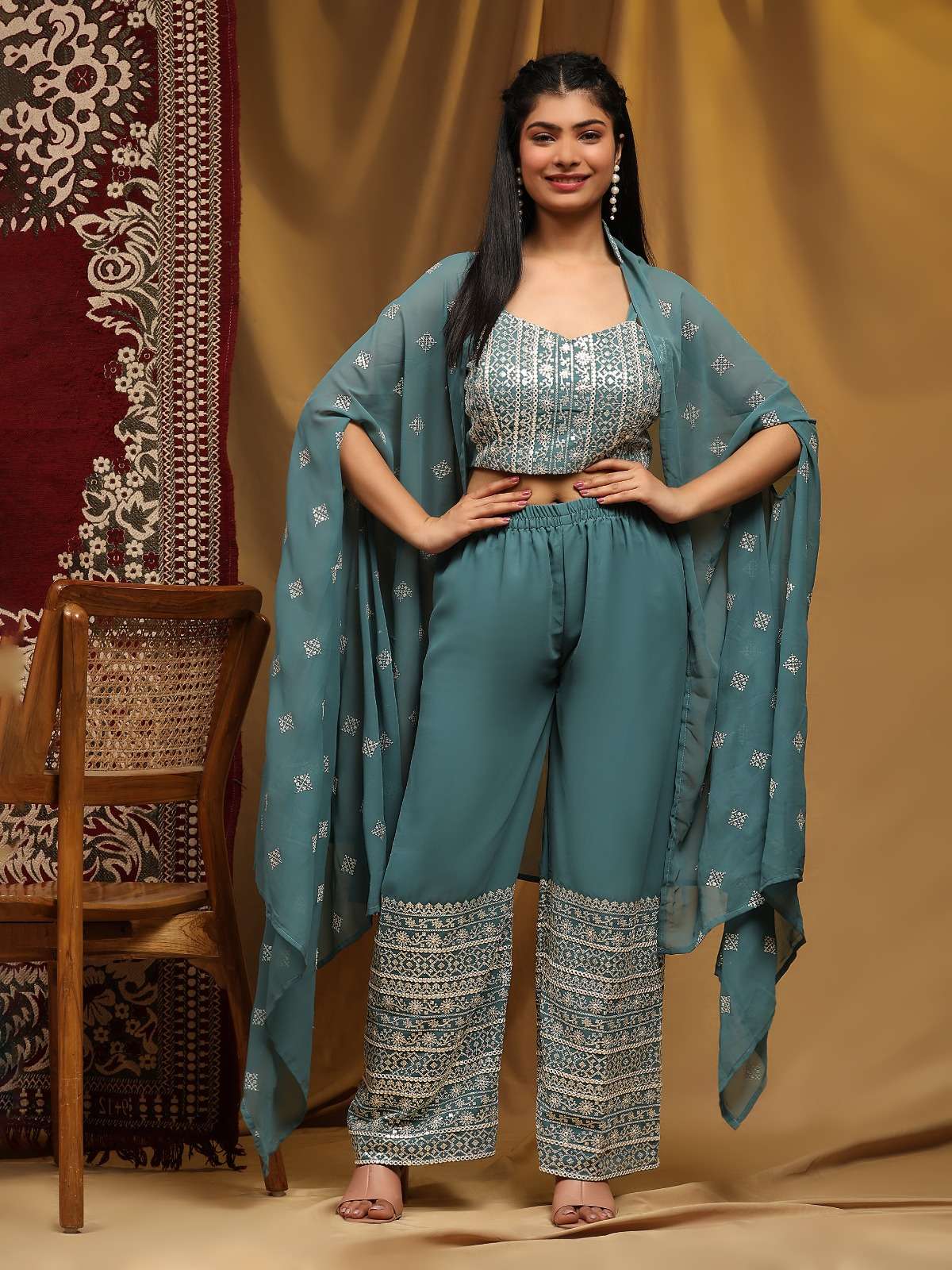 amoha trendz d no c2055 imported fabric georgget catchy look saree catalog