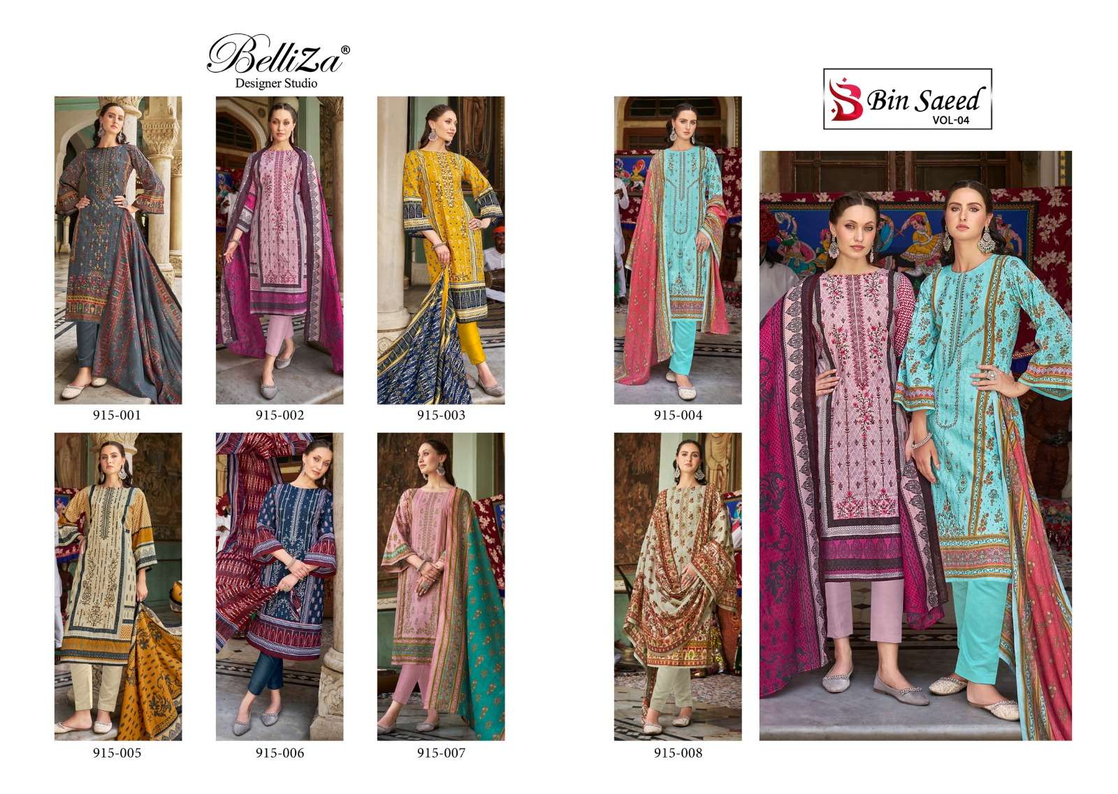 belliza designer studio bin saeed vol 4 cotton catchy look salwar suit catalog