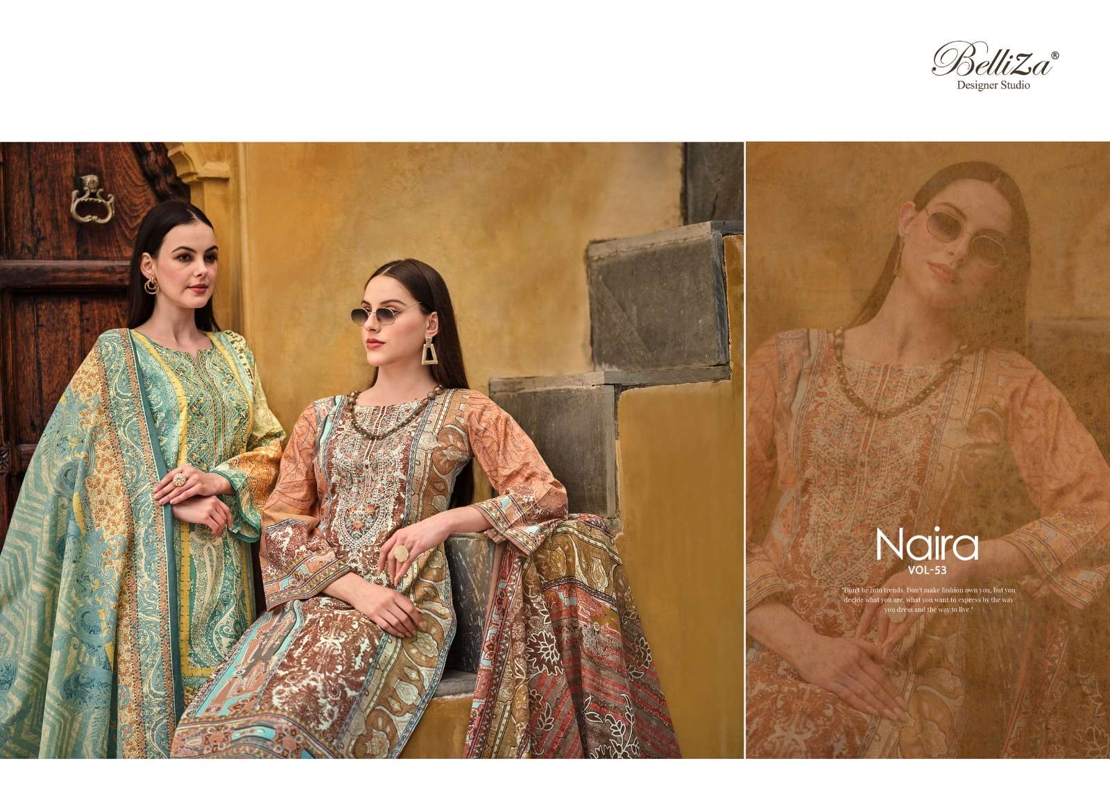 belliza designer studio naira vol 53 cotton regal look salwar suit catalog