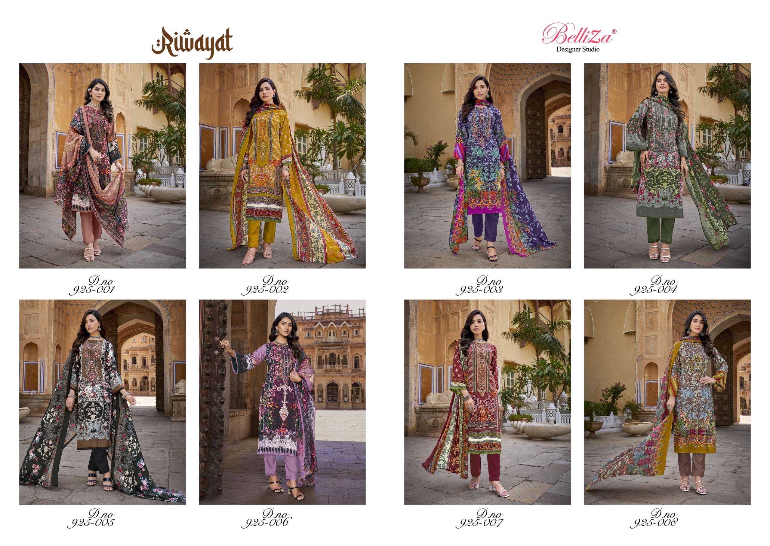 belliza designer studio riwayat viscose rayon exclusive print salwar suit catalog