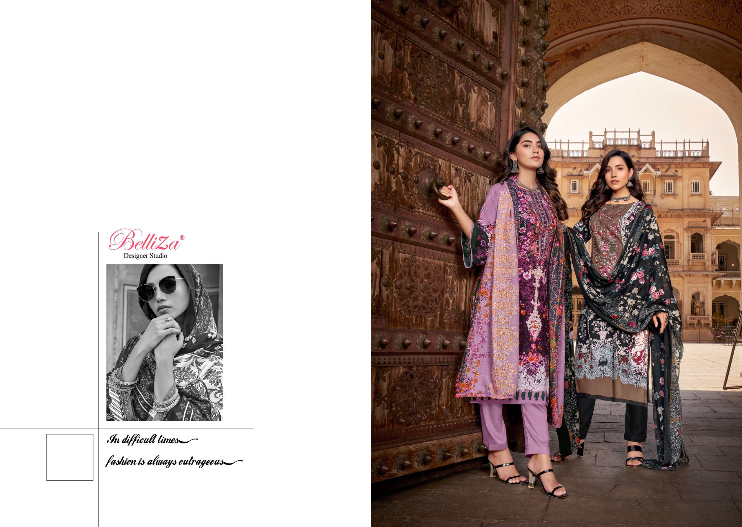 belliza designer studio riwayat viscose rayon exclusive print salwar suit catalog