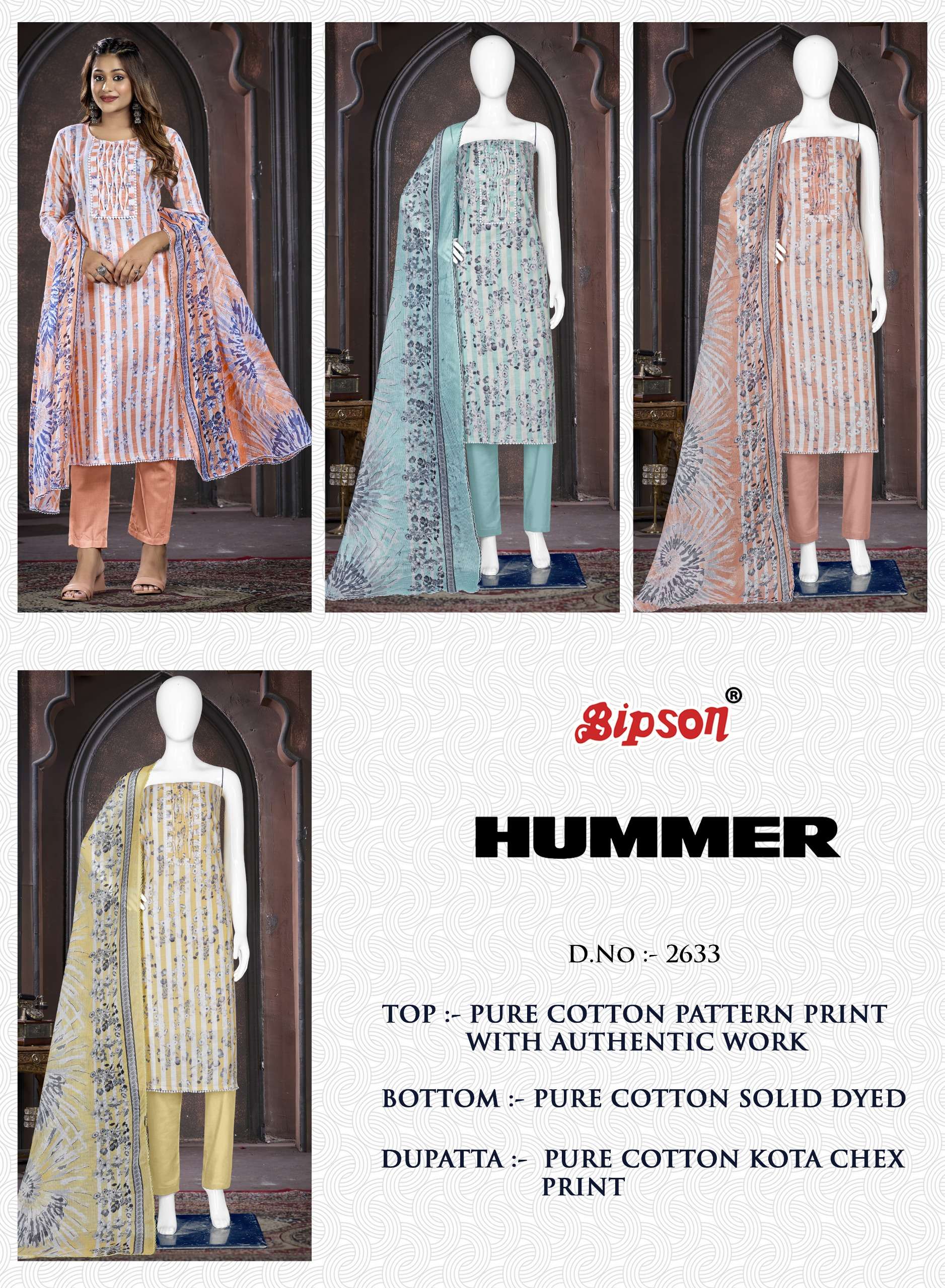 bipson hummer 2633 cotton attractive look salwar suit catalog