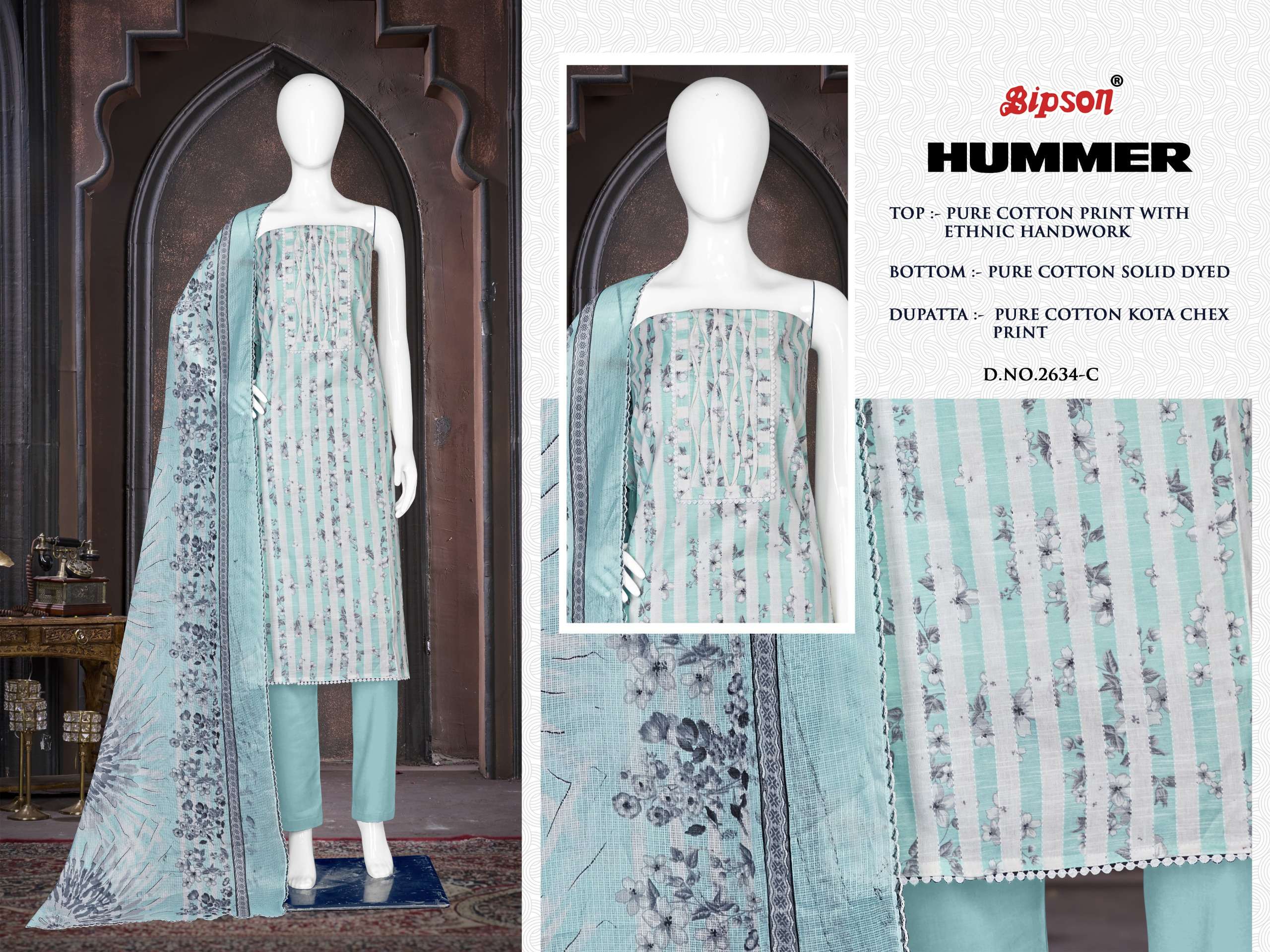 bipson hummer 2634 cotton elegant salwar suit catalog