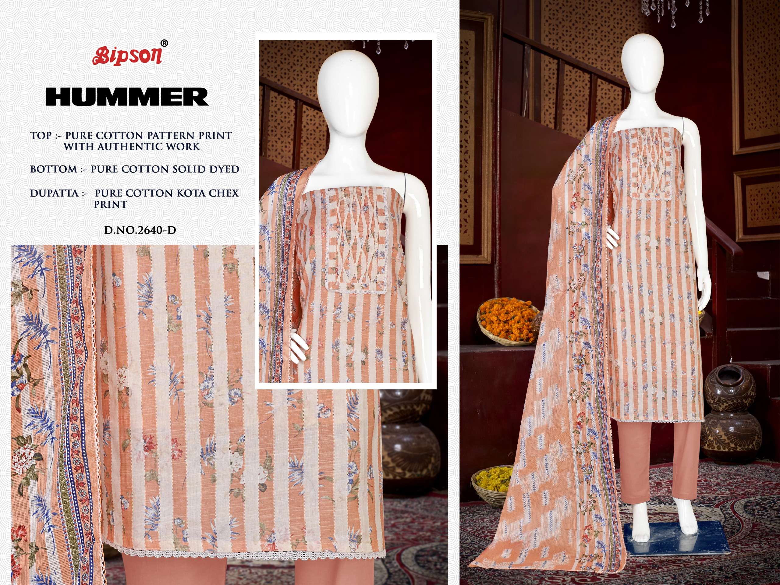 bipson hummer 2640 cotton elegant salwar suit catalog