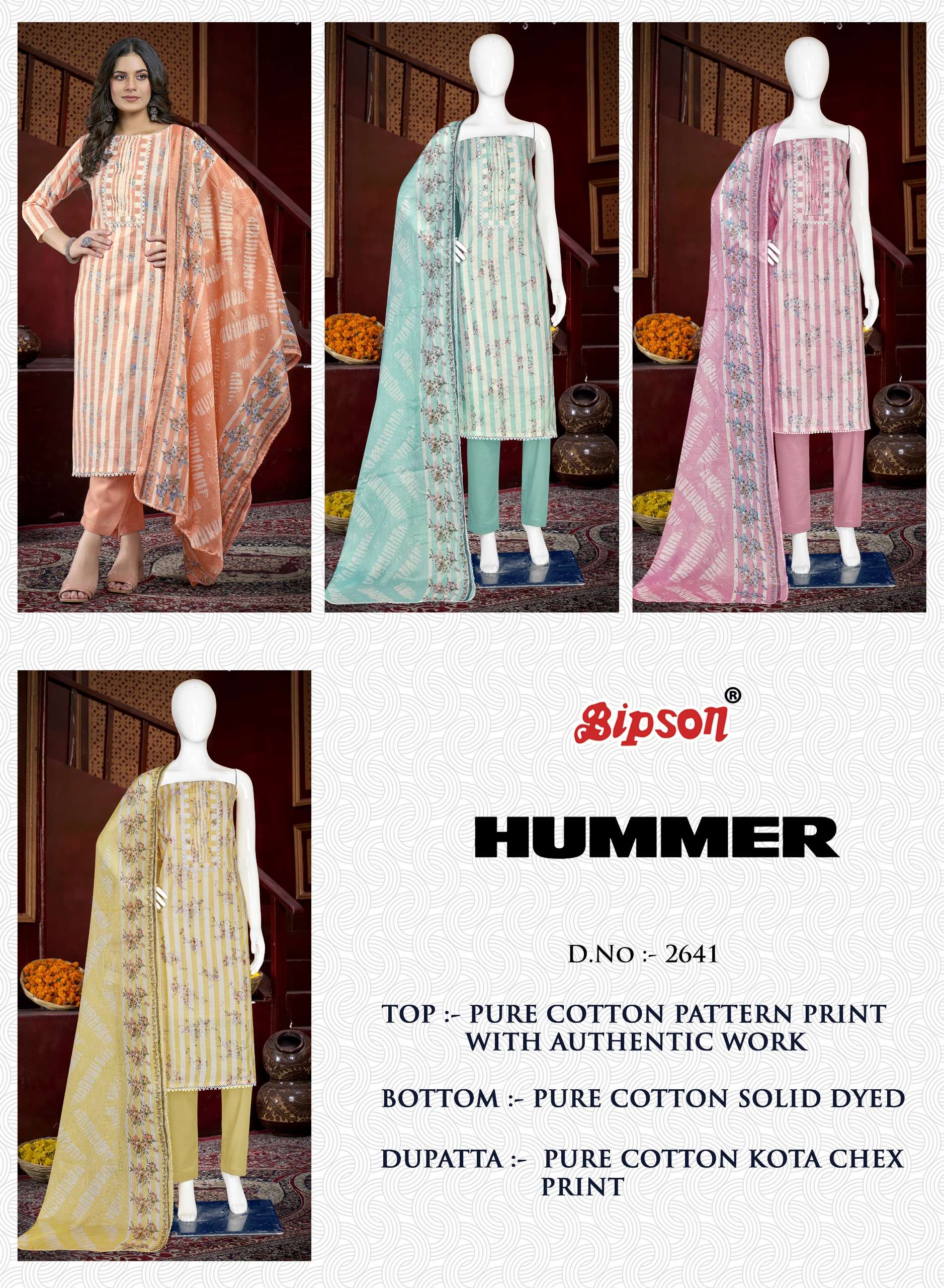 bipson hummer 2641 cotton elegant salwar suit catalog