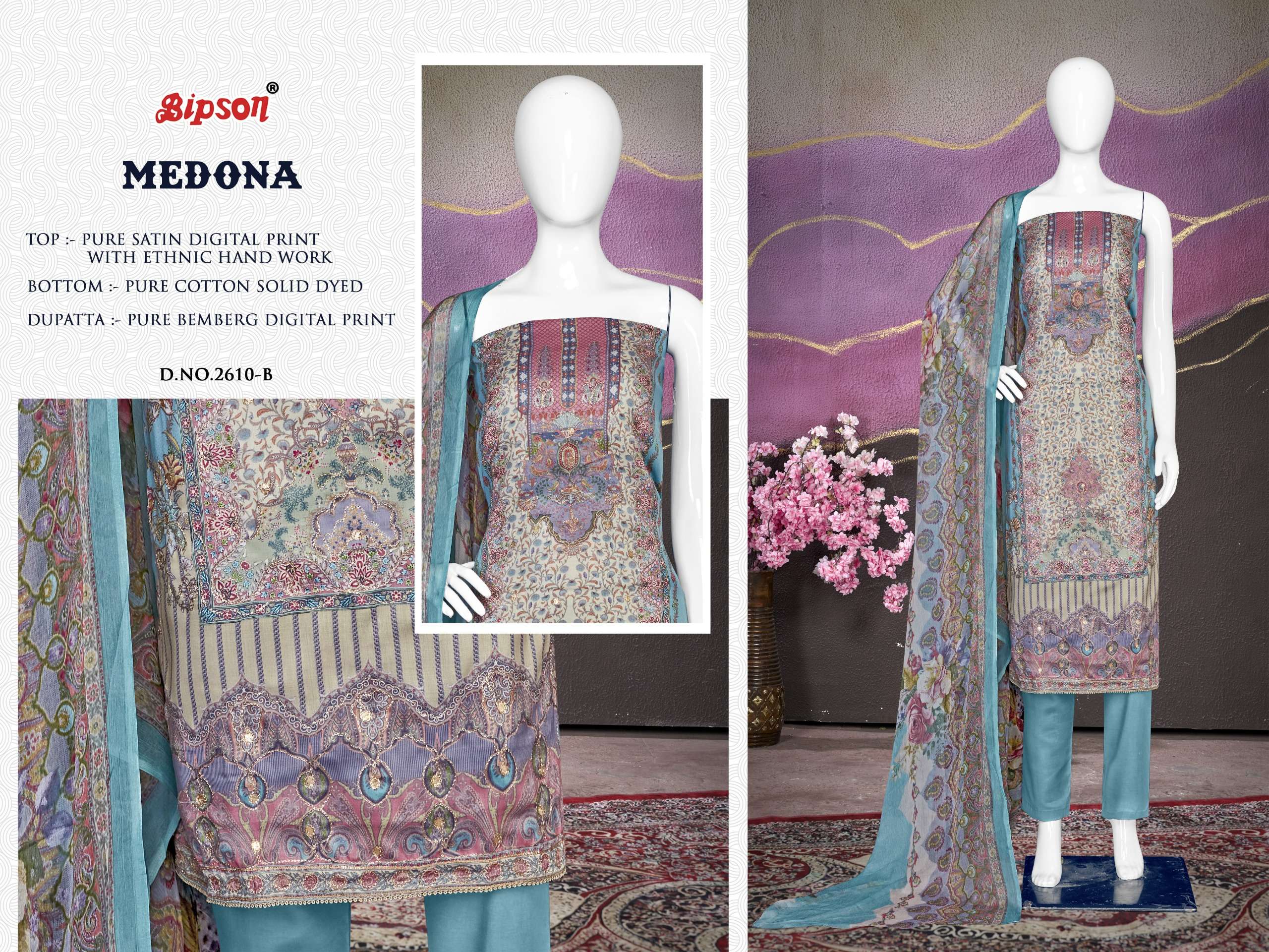 bipson medona 2610 cotton elegant salwar suit catalog