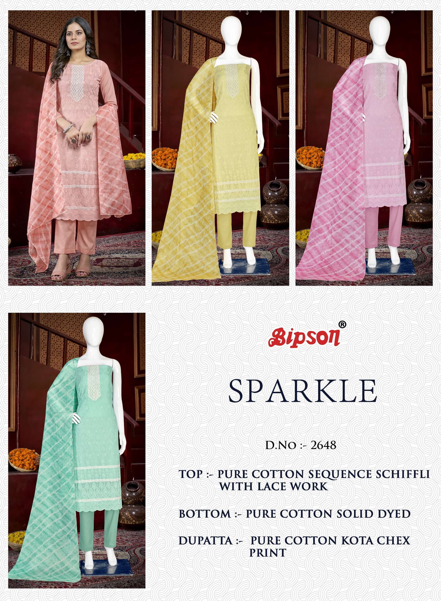 bipson sparkle 2648 cotton innovative look salwar suit catalog