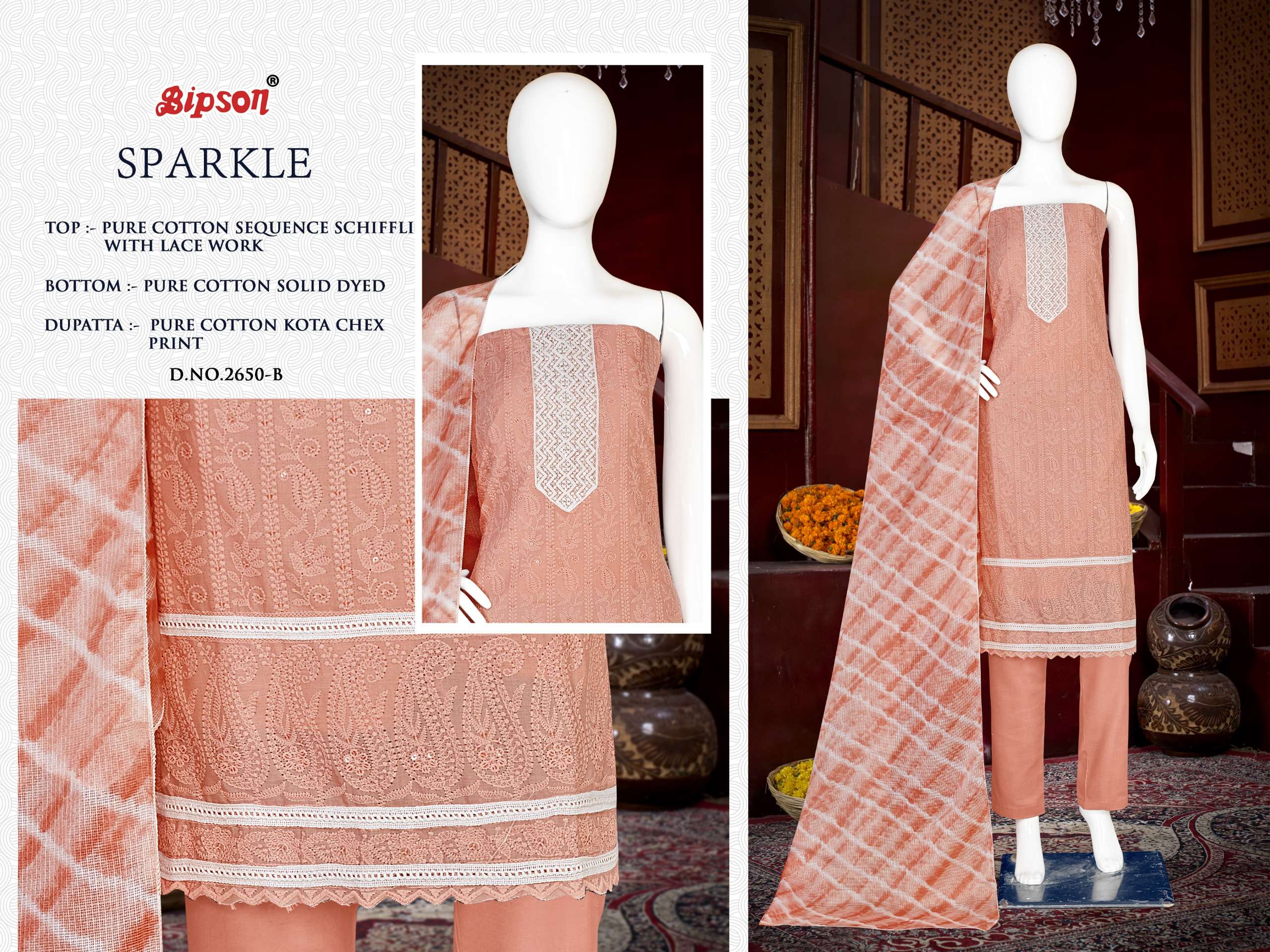 bipson sparkle 2650 cotton attrective look salwar suit catalog