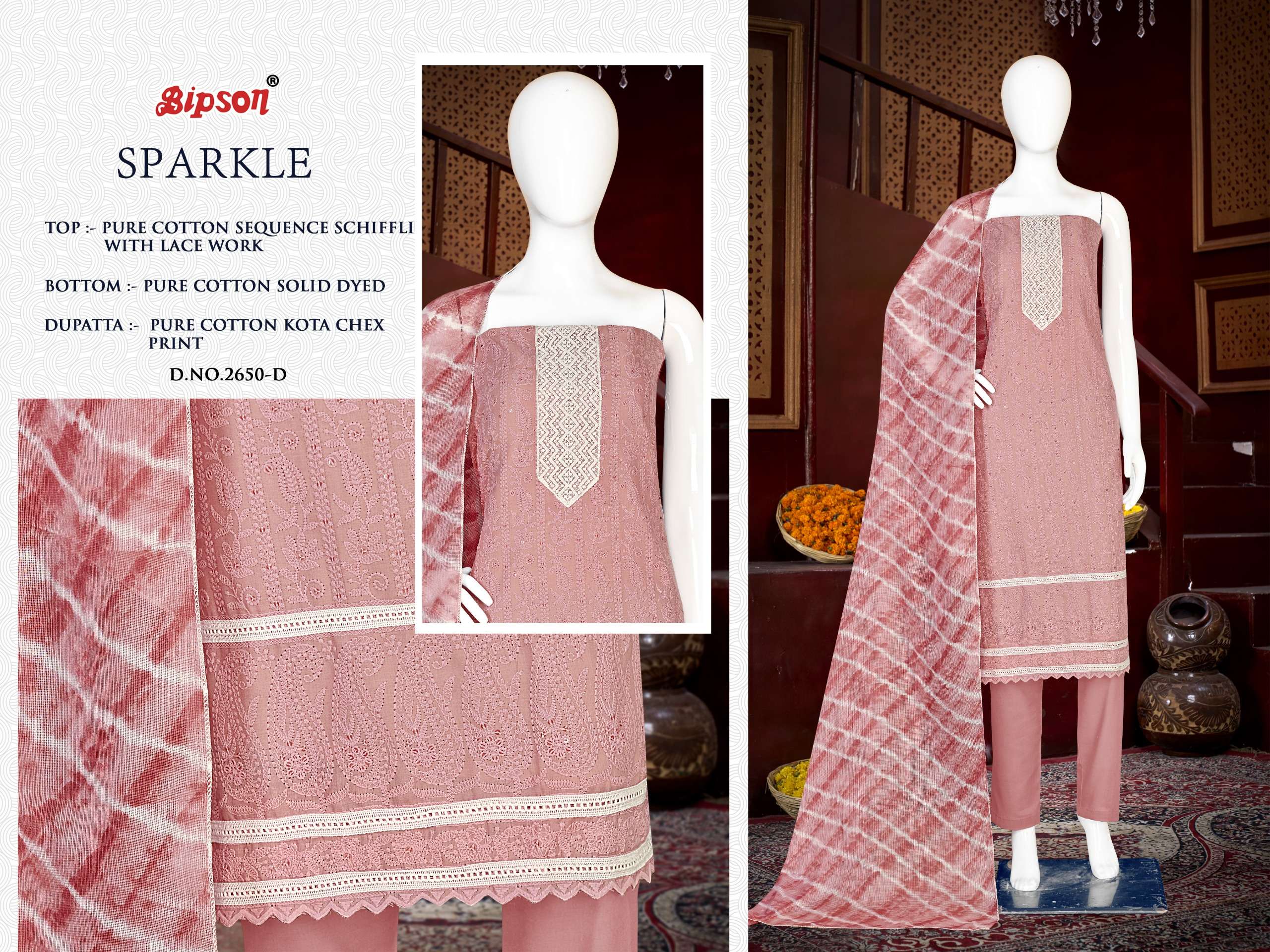 bipson sparkle 2650 cotton attrective print salwar suit catalog