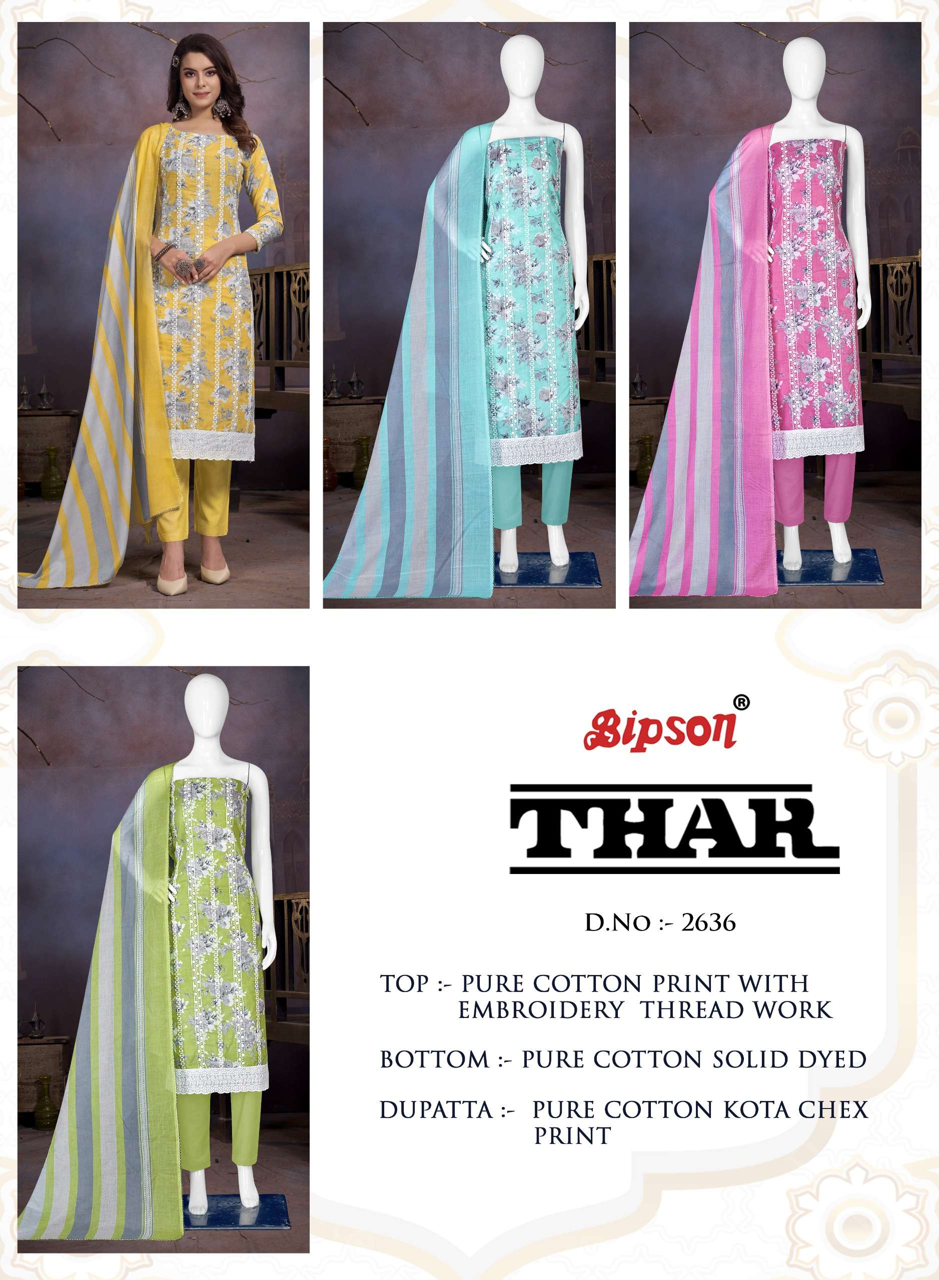 bipson thar 2636  cotton regal look salwar suit catalog