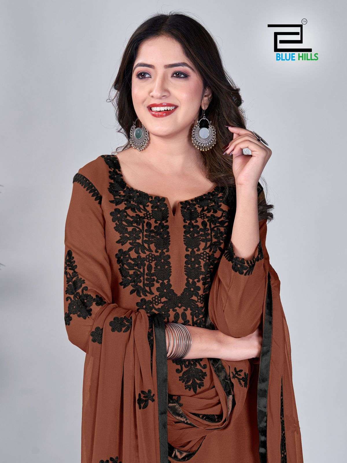 blue hills black bunny vol 3 rayon elegant top bottom with dupatta catalog