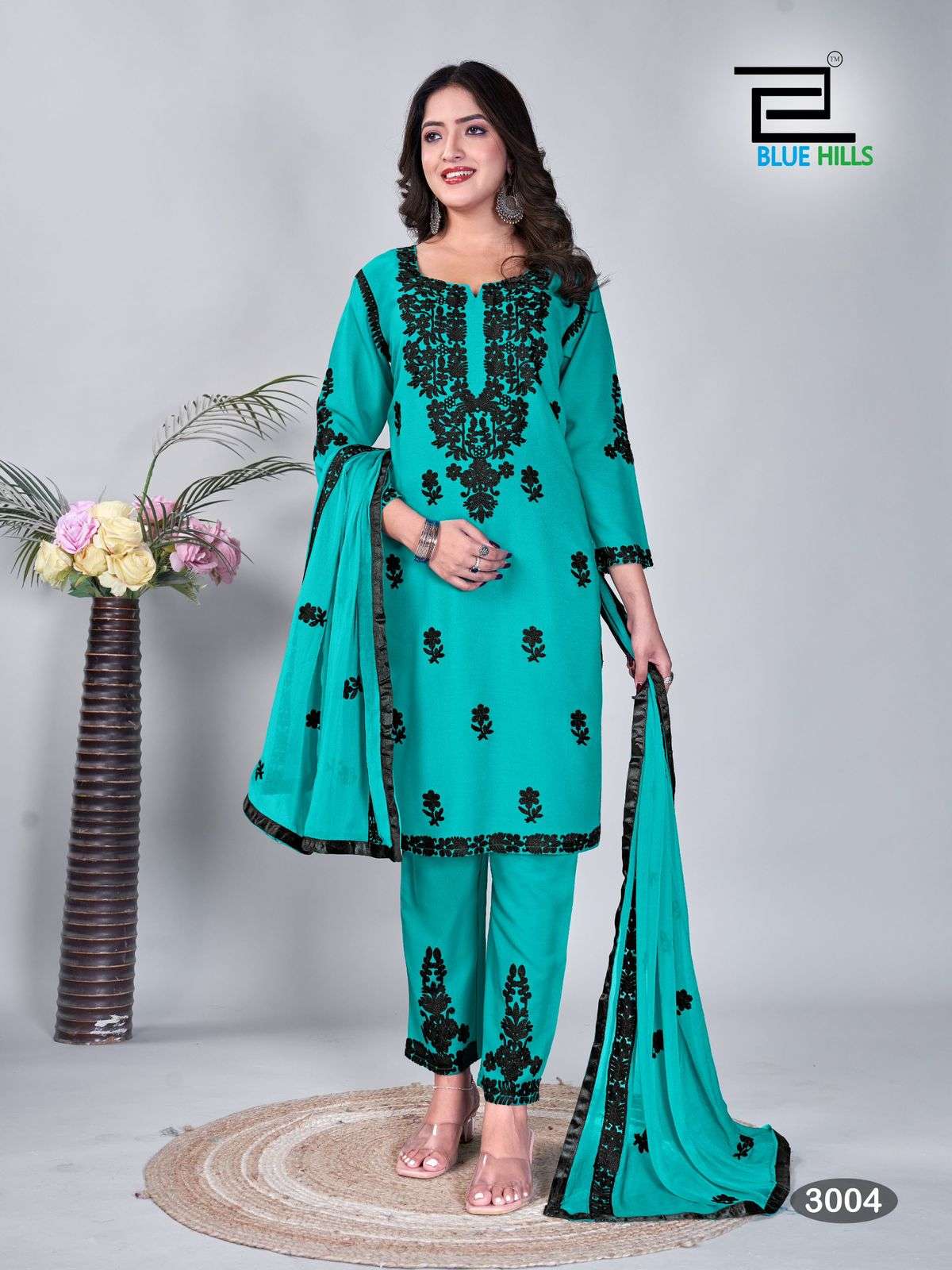 blue hills black bunny vol 3 rayon elegant top bottom with dupatta catalog