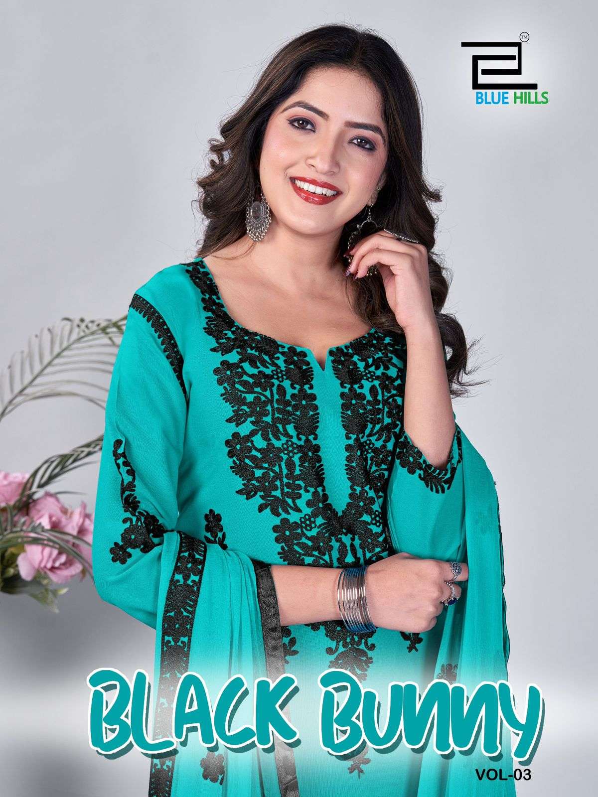 blue hills black bunny vol 3 rayon elegant top bottom with dupatta catalog