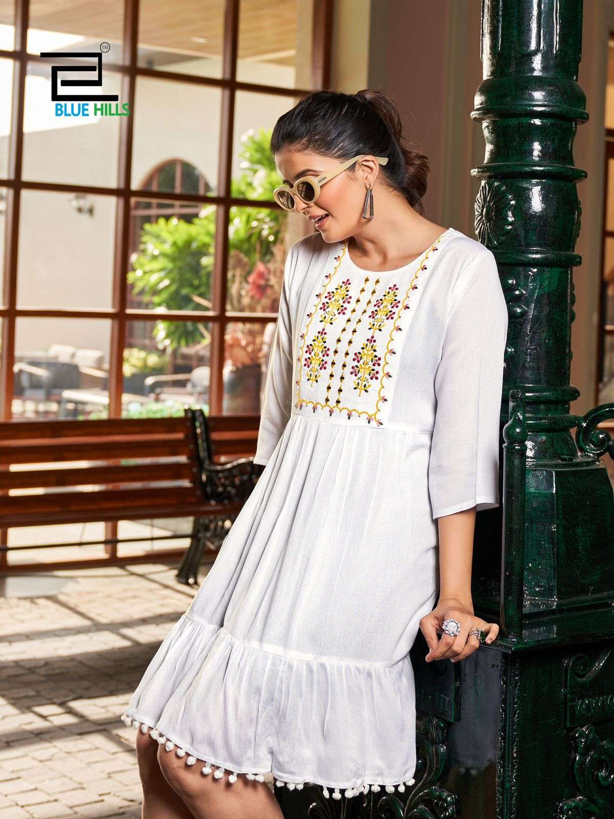 blue hills ellie rayon decent look kurti catalog