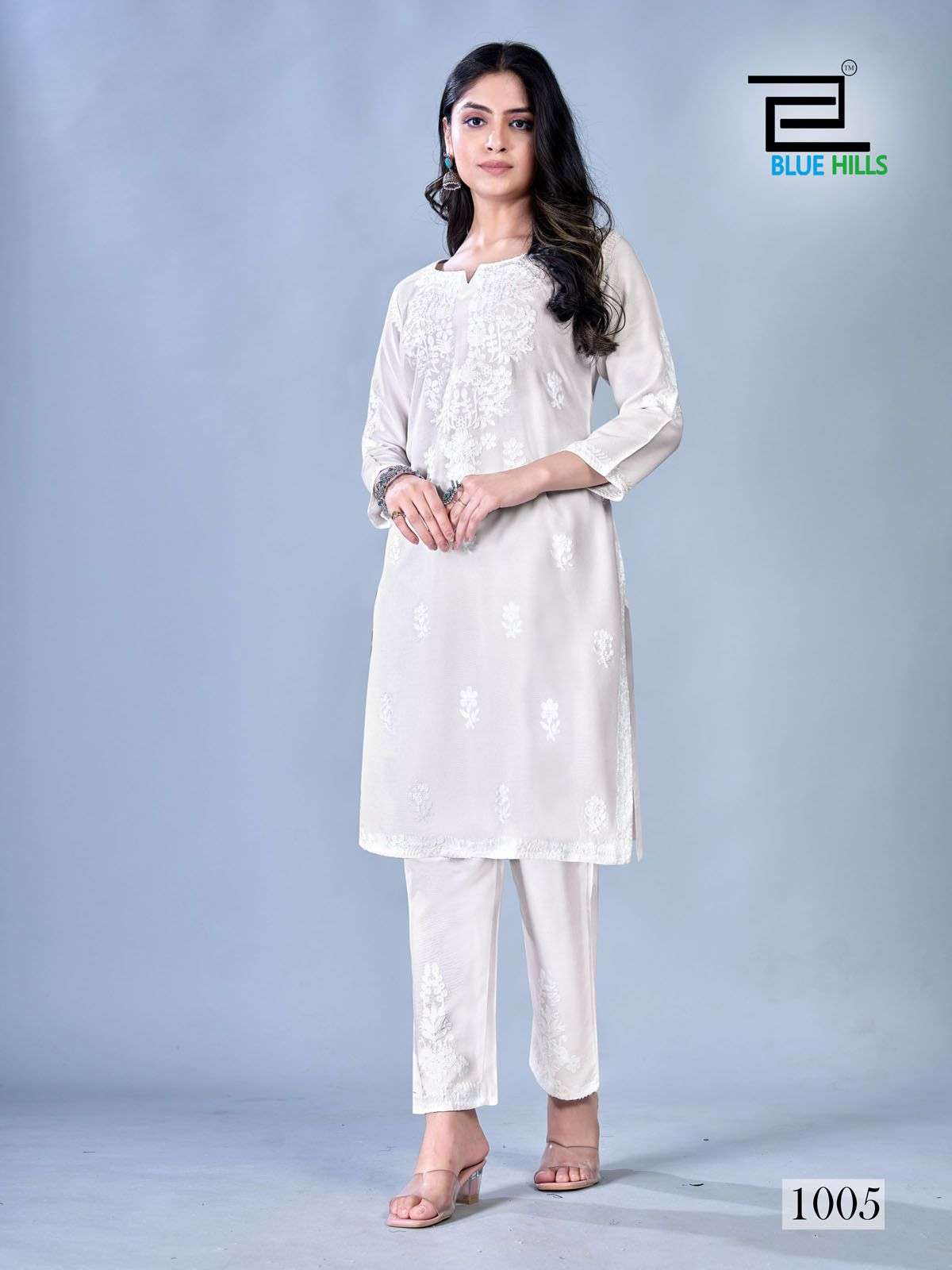 blue hills Sunburn 2024 rayon elegant kurti with pant catalog