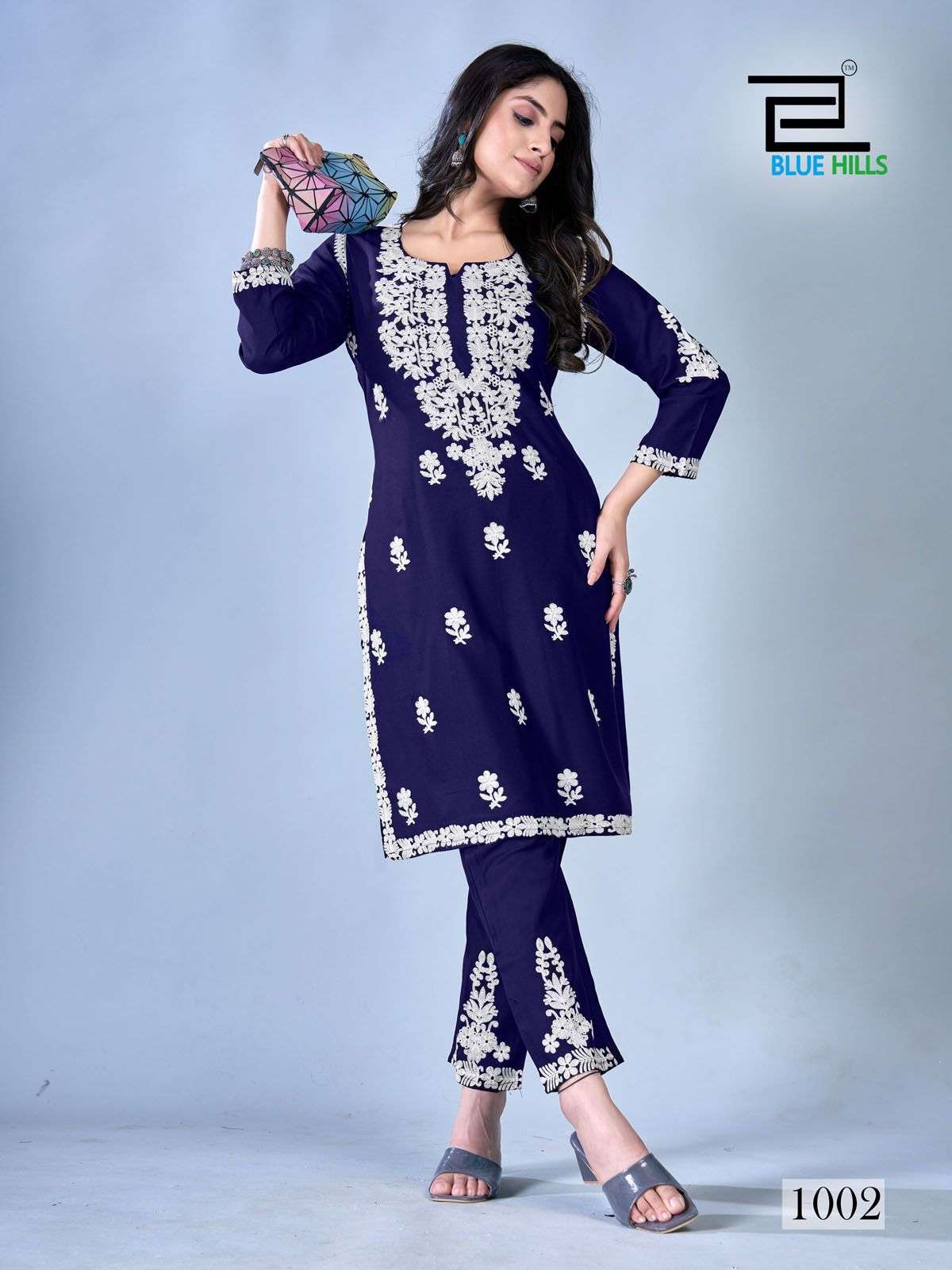 blue hills Sunburn 2024 rayon elegant kurti with pant catalog