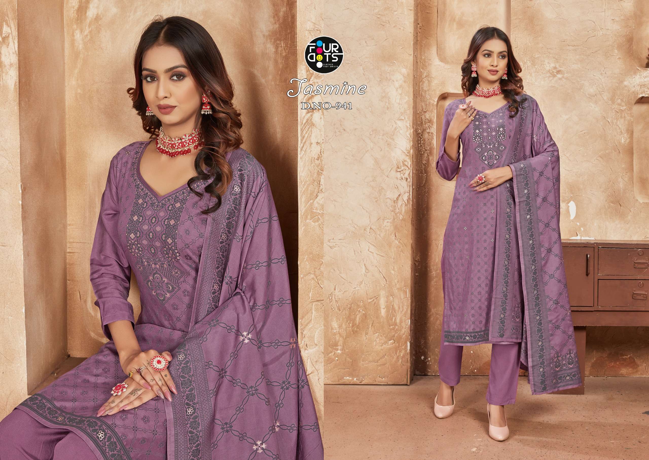 fourdots jasmine muslin regal look salwar suit catalog