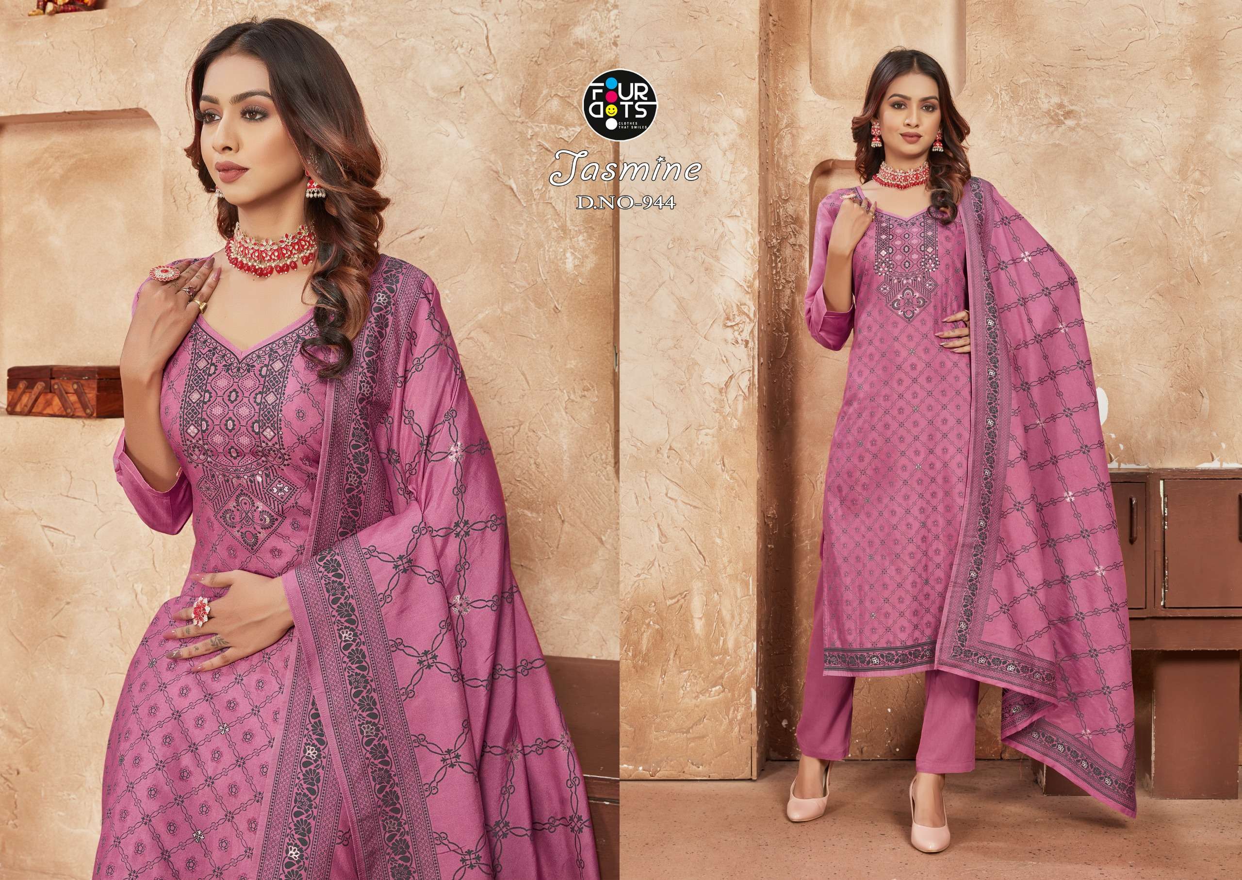 fourdots jasmine muslin regal look salwar suit catalog