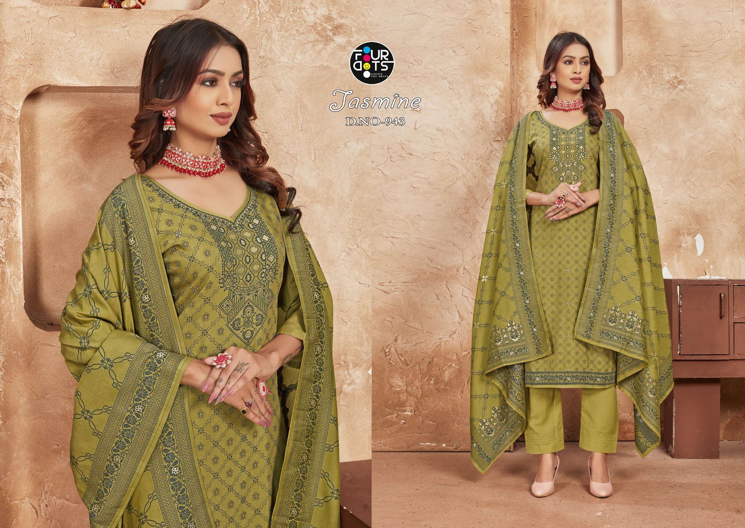 fourdots jasmine muslin regal look salwar suit catalog