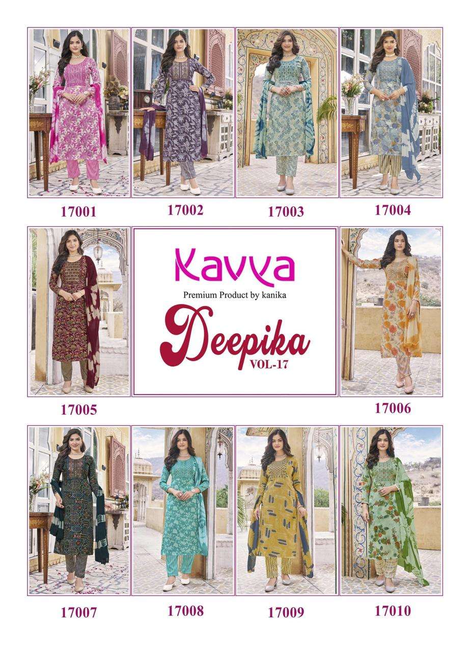 kanika kavya deepika vol 17 capsule decent look top bottom with dupatta catalog