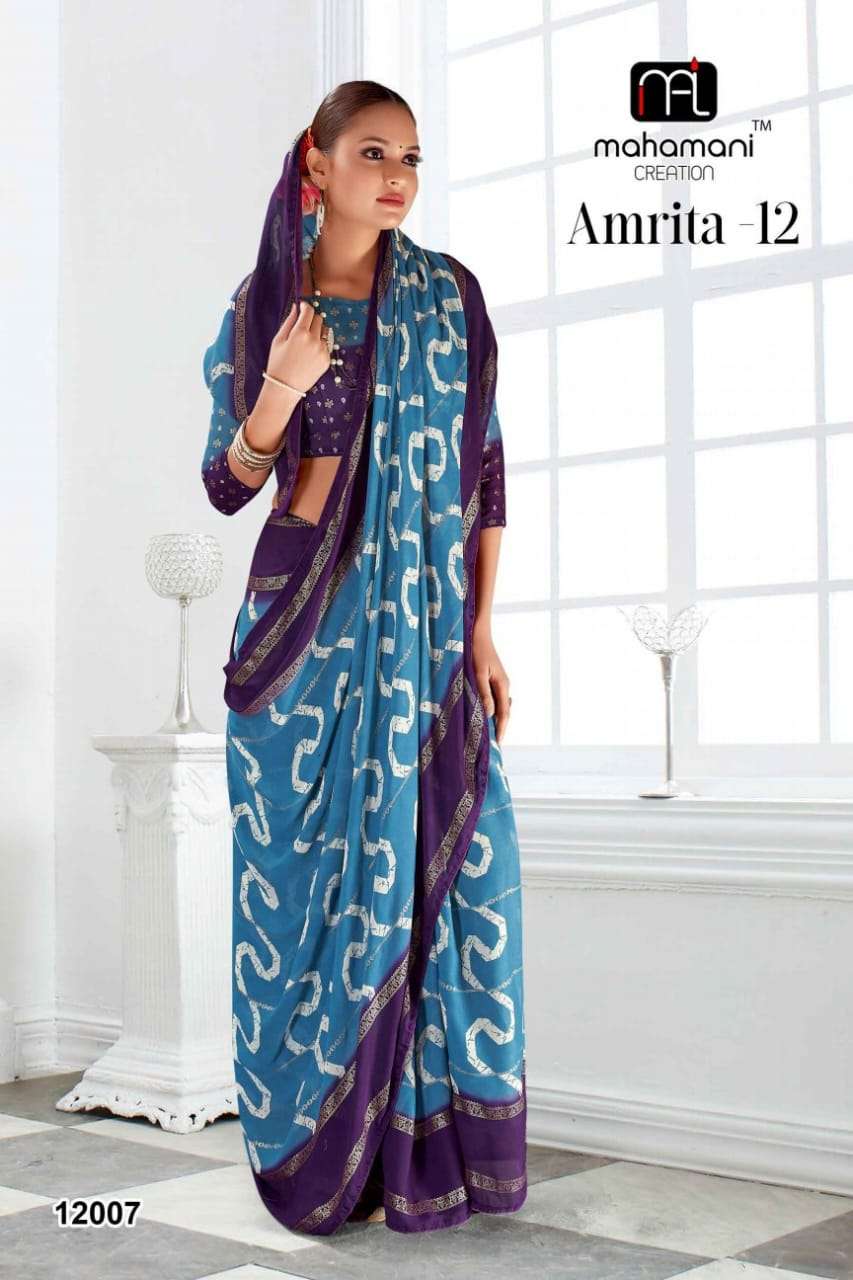 mahamani creation amrita moss chiffon regal look saree catalog