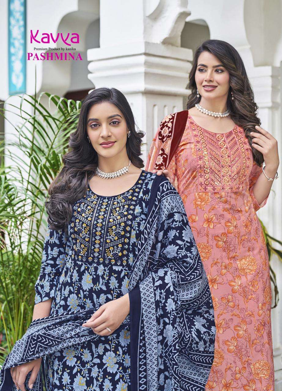 psyna kavya pashmina vol 7 elegant top bottom with dupatta size set